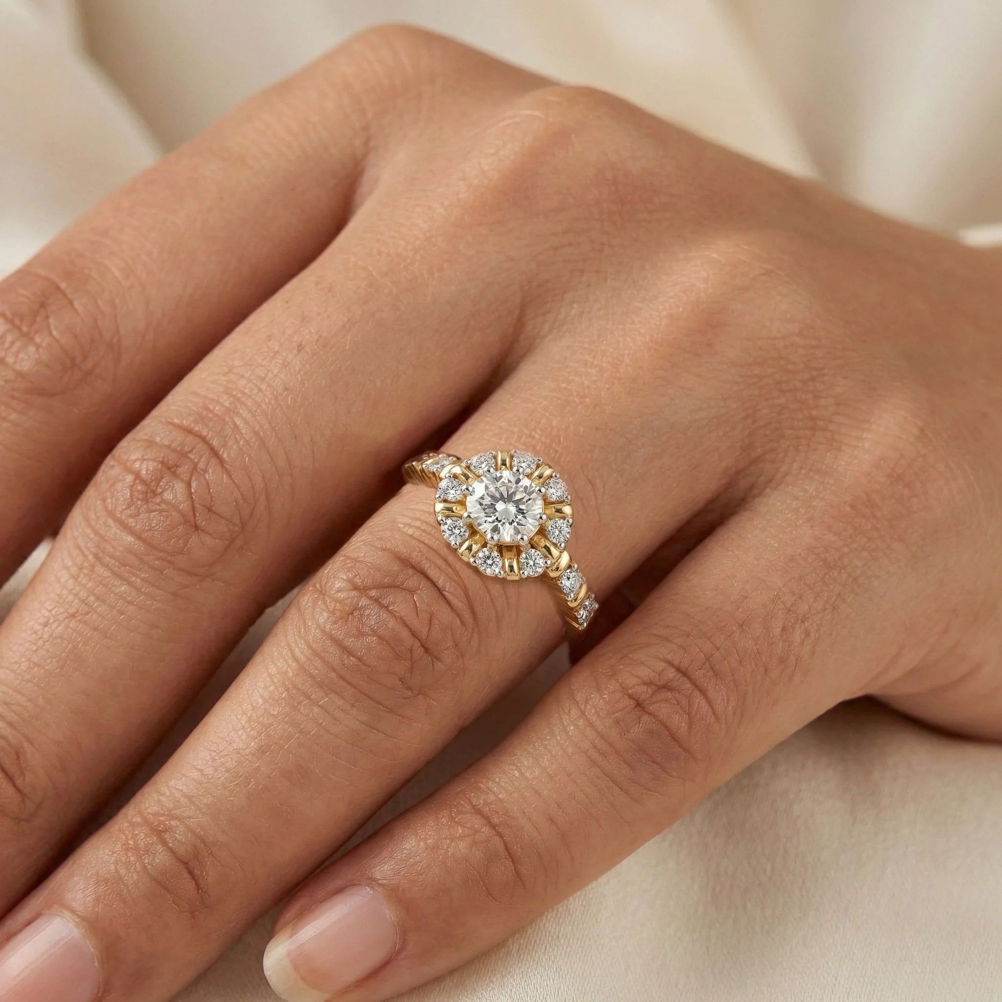 Encircled Solitaire - Pure Gold Lab Diamond Ring Secondary image