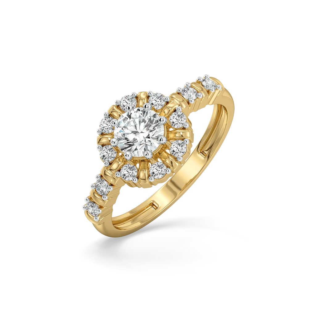 Encircled Solitaire - Pure Gold Lab Diamond Ring