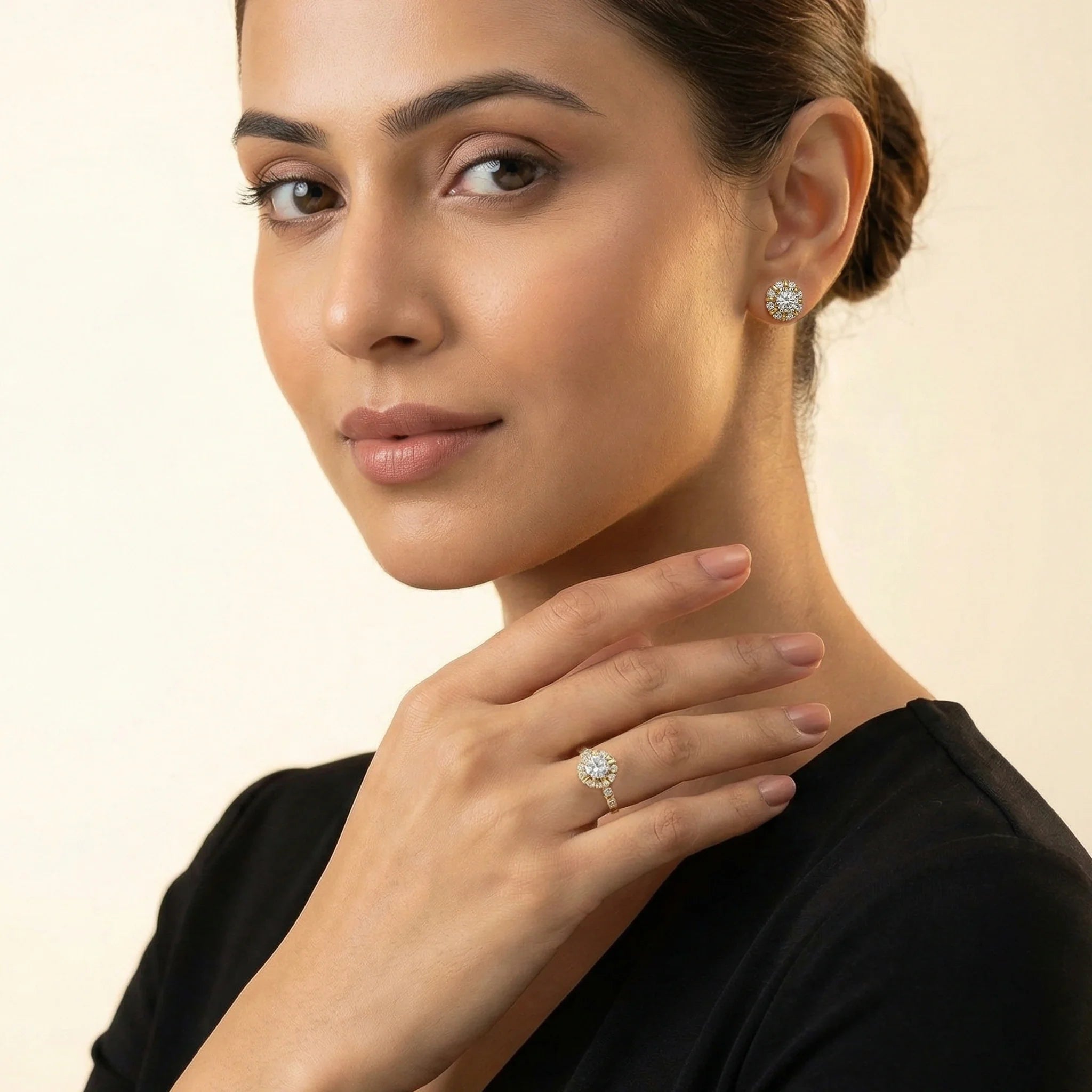 Encircled Solitaire - Pure Gold Lab Diamond Ring