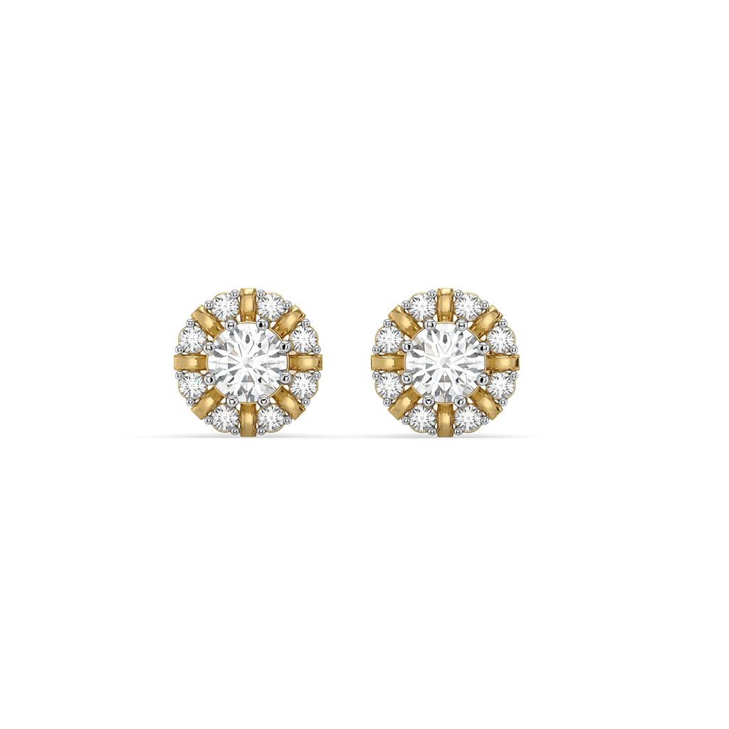 Encircled Solitaire - Pure Gold Lab Diamond Earrings
