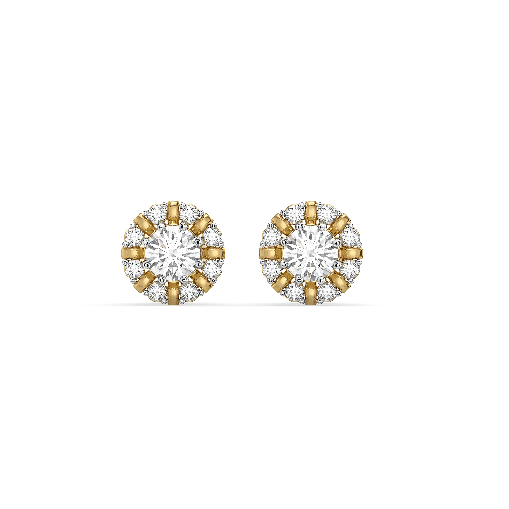 Encircled Solitaire - Pure Gold Lab Diamond Earrings