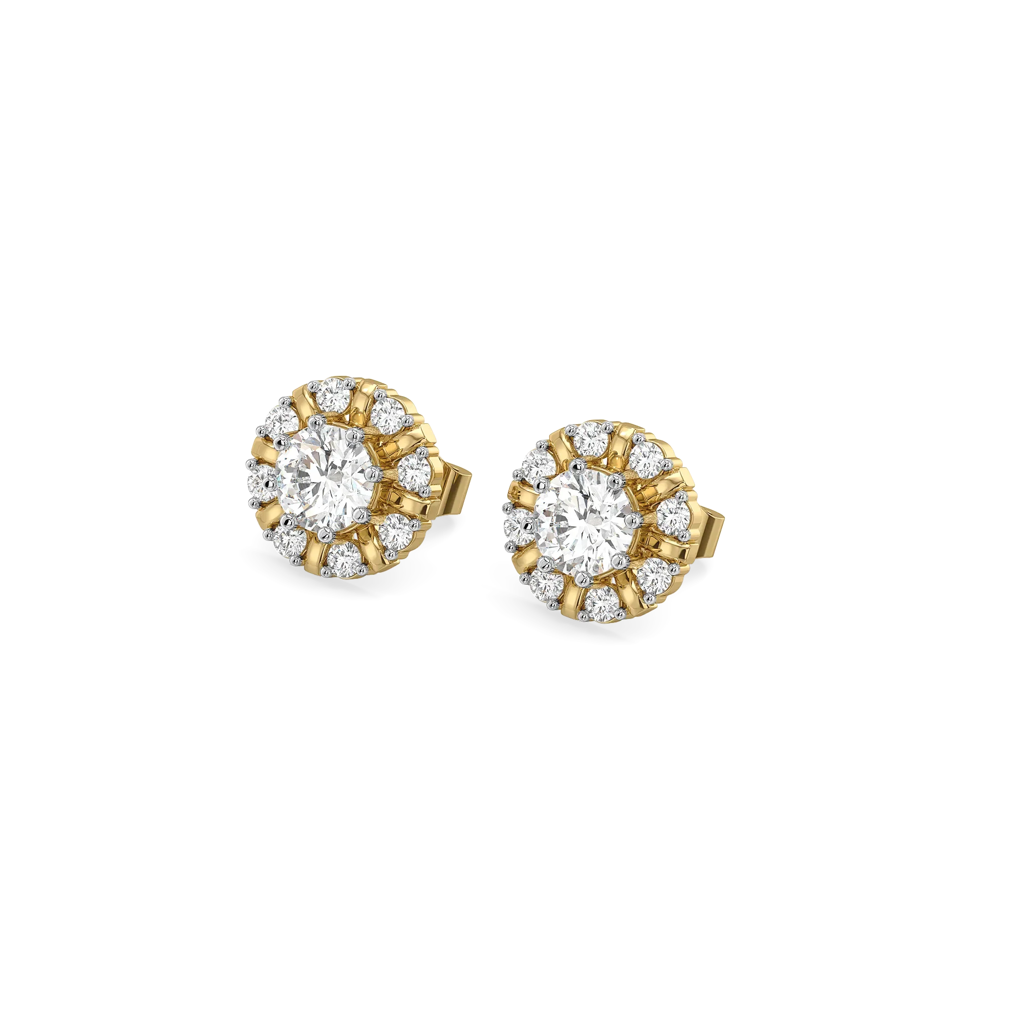 Encircled Solitaire - Pure Gold Lab Diamond Earrings Main image