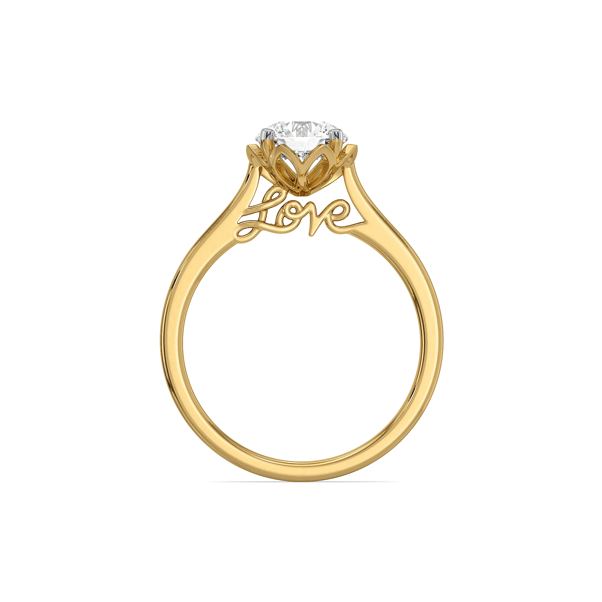Love Script Solitaire - Pure Gold Lab Diamond Ring