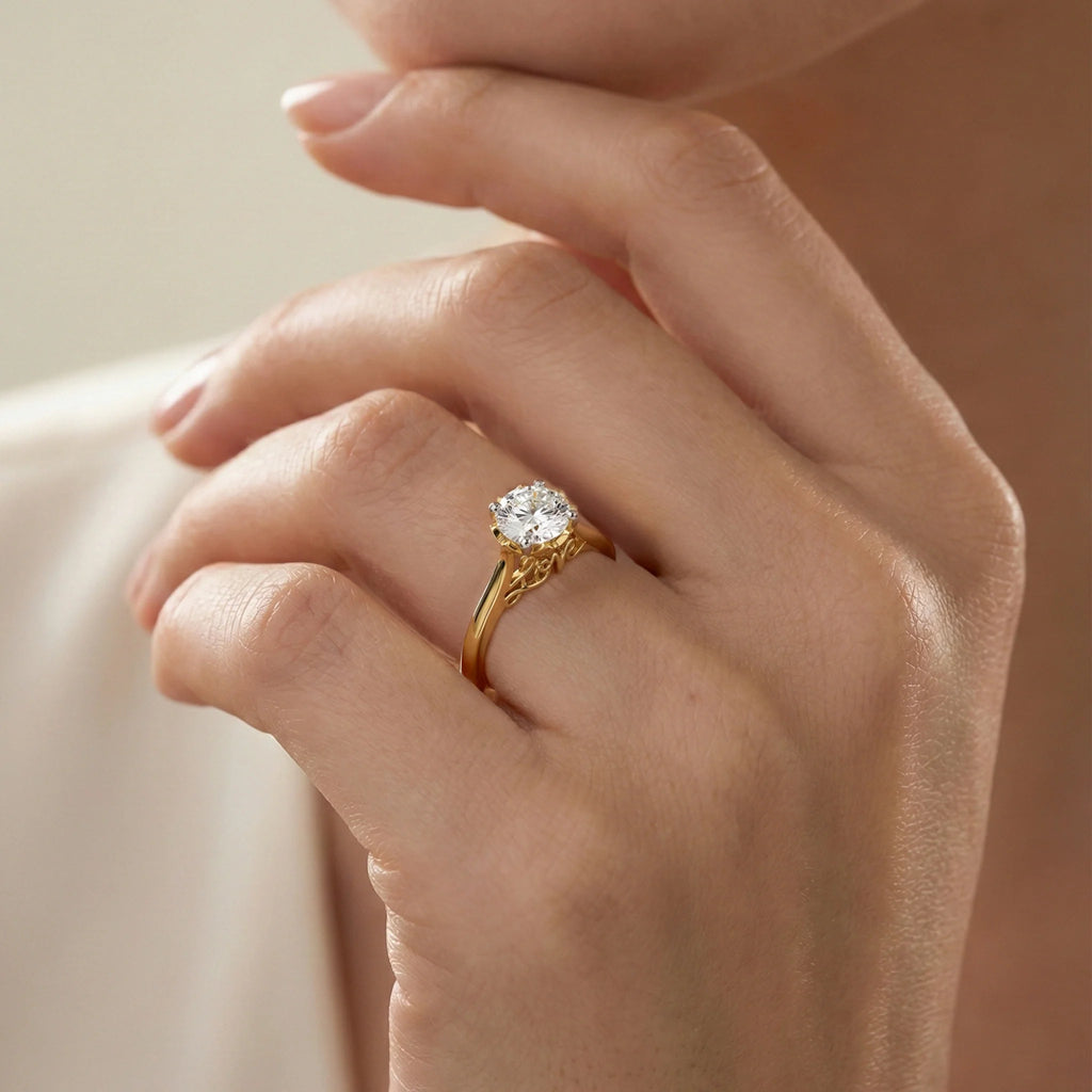 Love Script Solitaire - Pure Gold Lab Diamond Ring