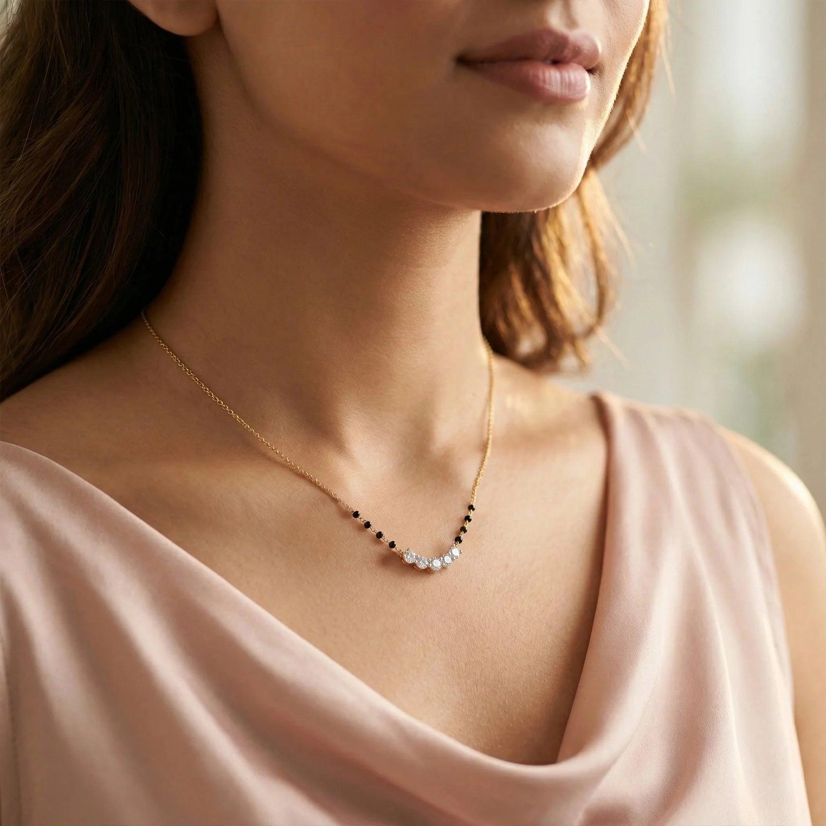 Arc of Love - Pure Gold Lab Diamond Mangalsutra Necklace Secondary image