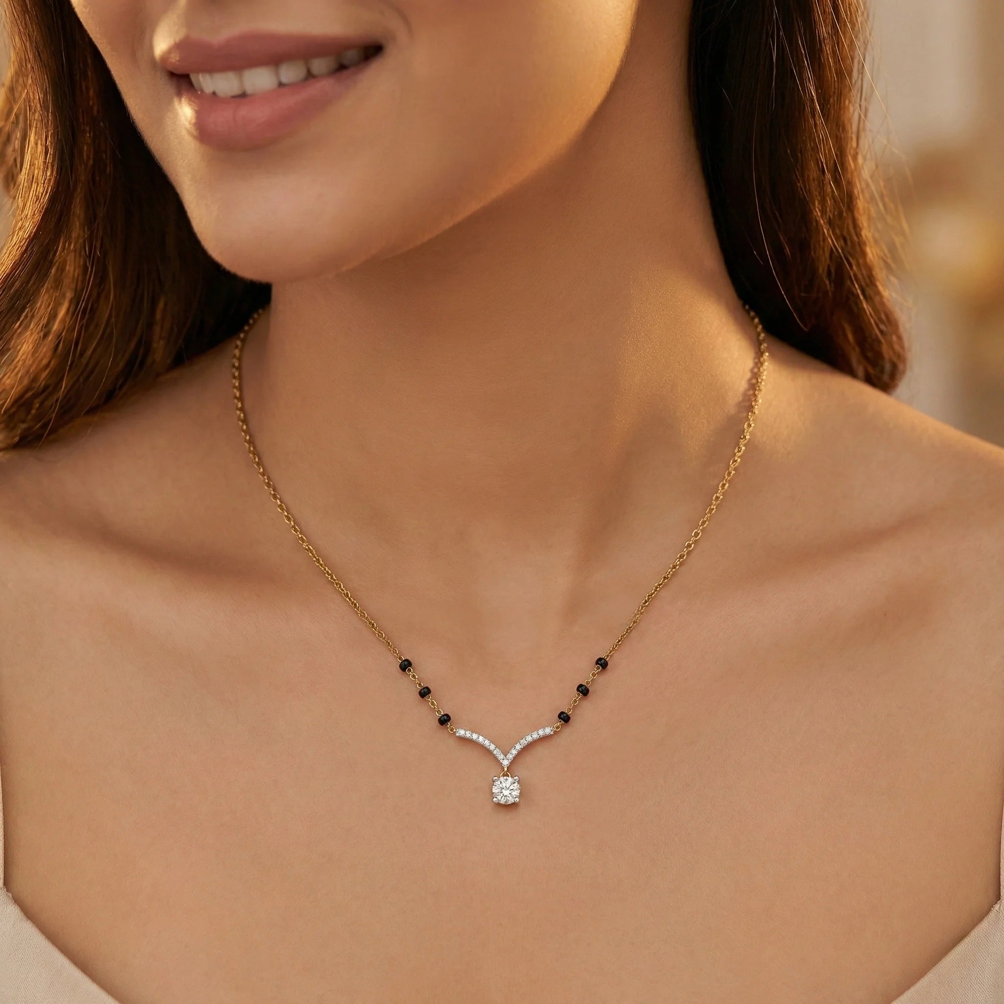 Wedding Vows - Pure Gold Lab Diamond Mangalsutra Necklace Secondary image