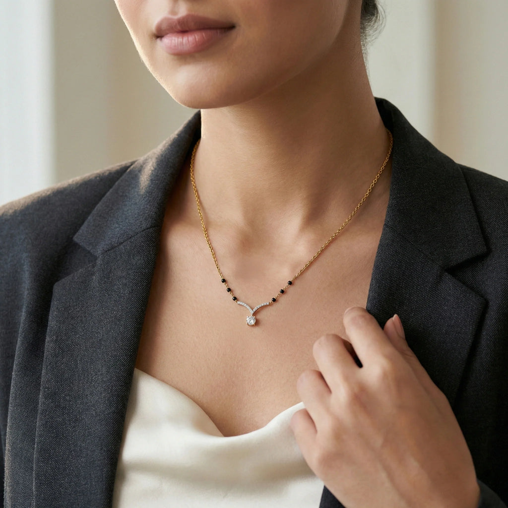 Wedding Vows - Pure Gold Lab Diamond Mangalsutra Necklace