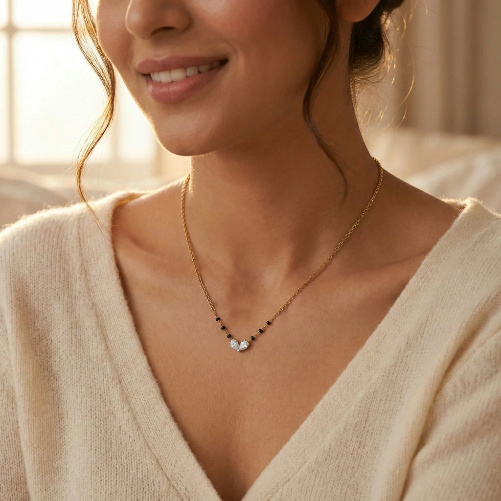 Twin Flame - Pure Gold Lab Diamond Mangalsutra Necklace