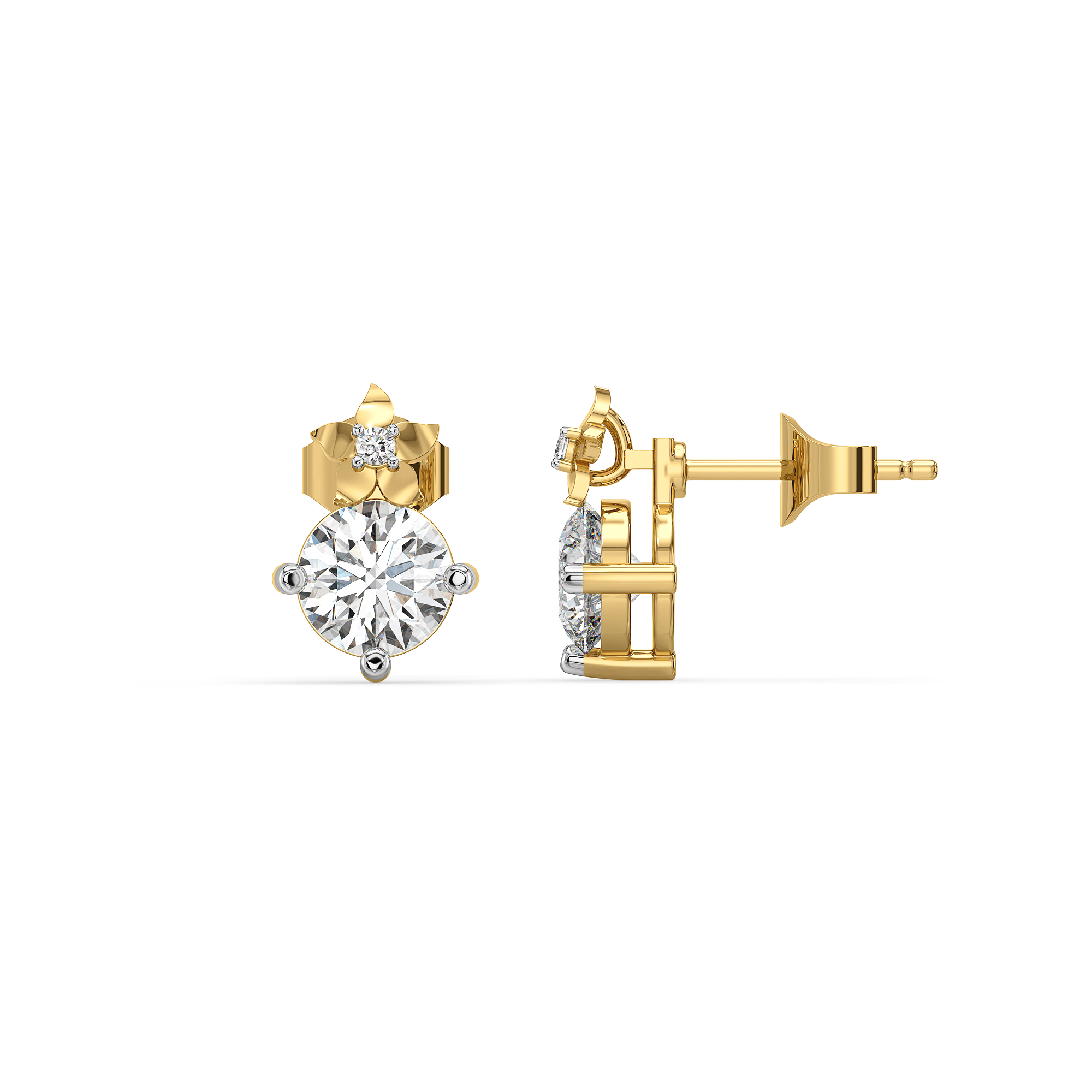 Floret Spark Studs - Pure Gold Lab Diamond Solitaire Earrings
