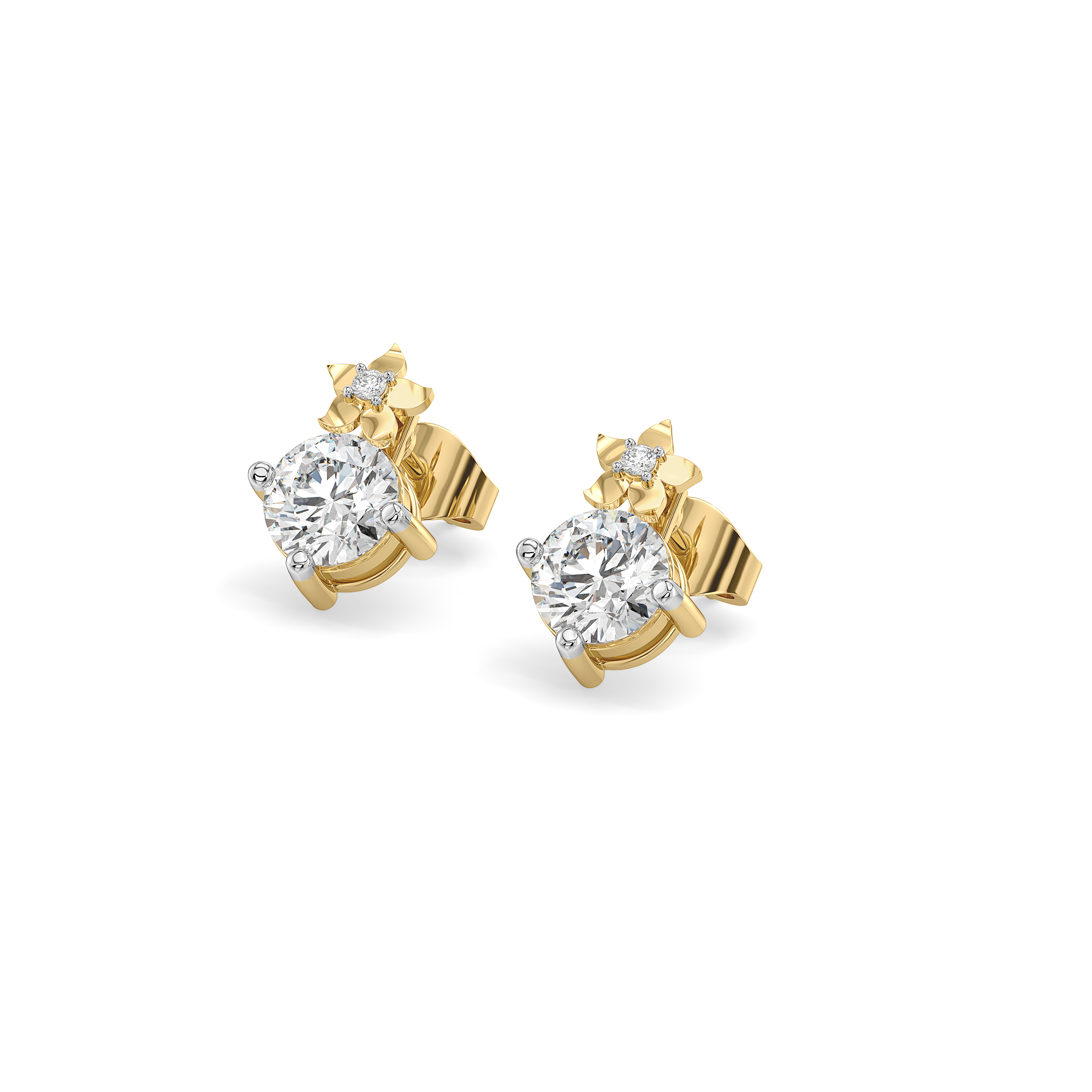 Floret Spark Studs - Pure Gold Lab Diamond Solitaire Earrings Main image