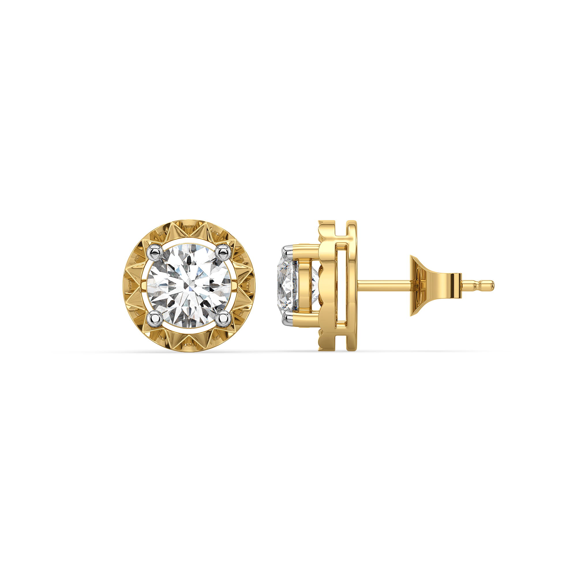 Solitaire Shine - Pure Gold Lab Diamond Stud Earrings