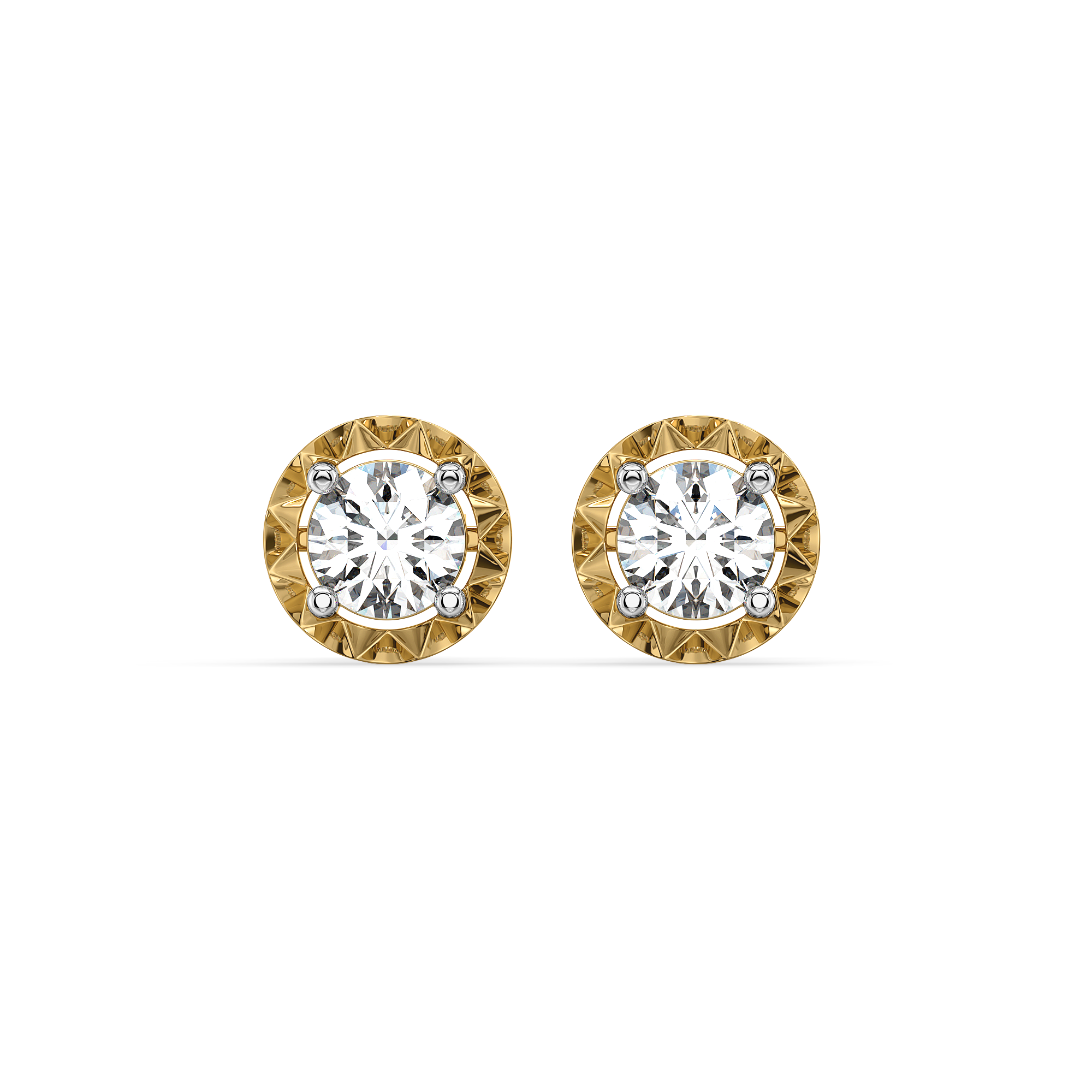Solitaire Shine - Pure Gold Lab Diamond Stud Earrings Secondary image