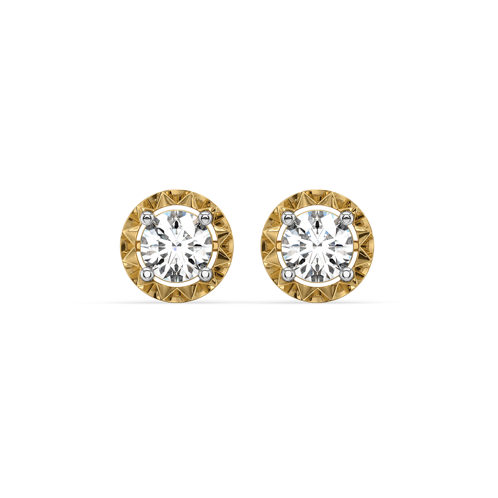 Solitaire Shine - Pure Gold Lab Diamond Stud Earrings