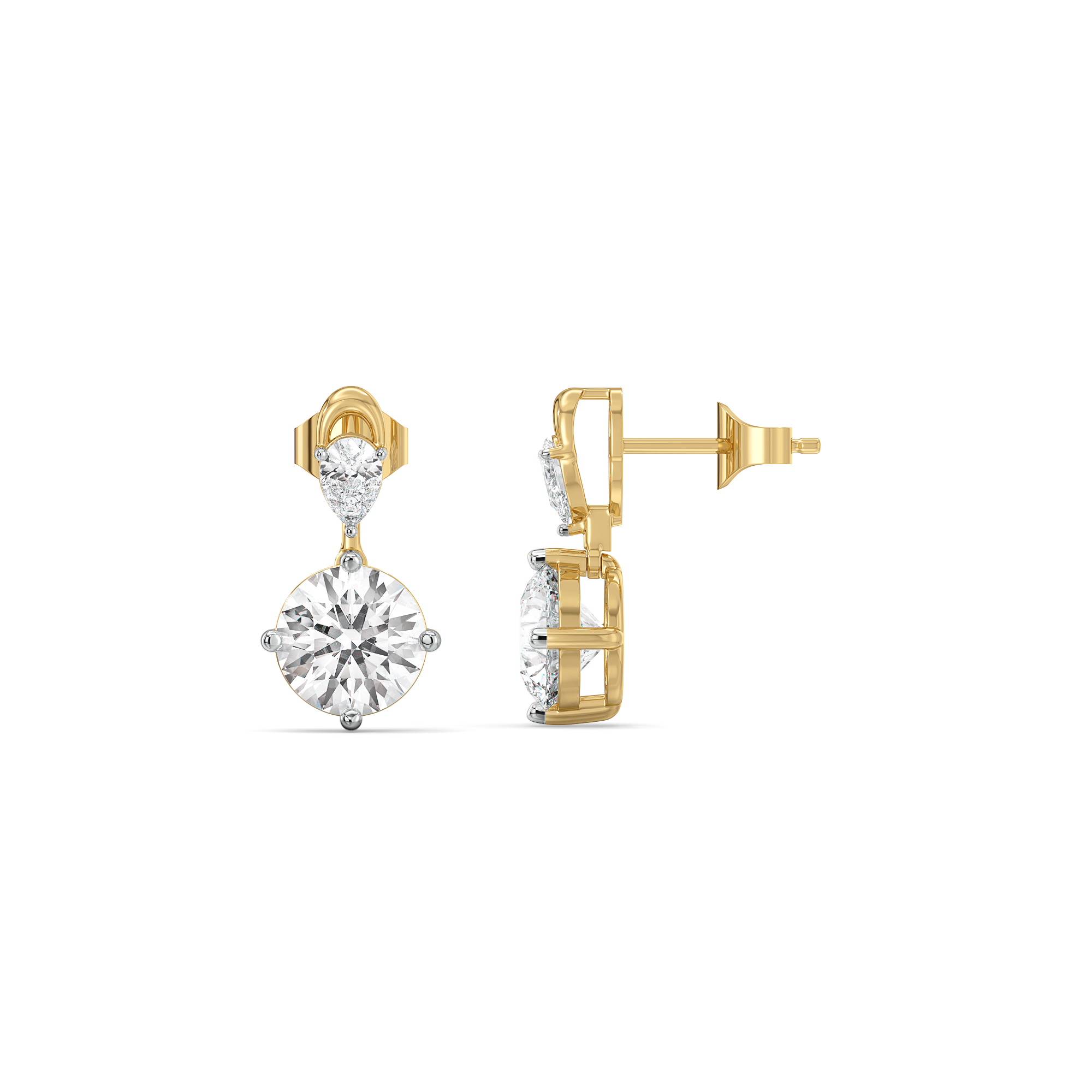 Sunlit Tear Drops - Pure Gold Lab Diamond Earrings