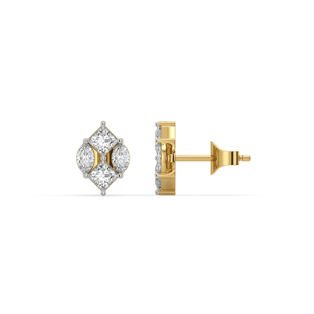 Queen’s Crown Studs - Pure Gold Lab Diamond Earrings