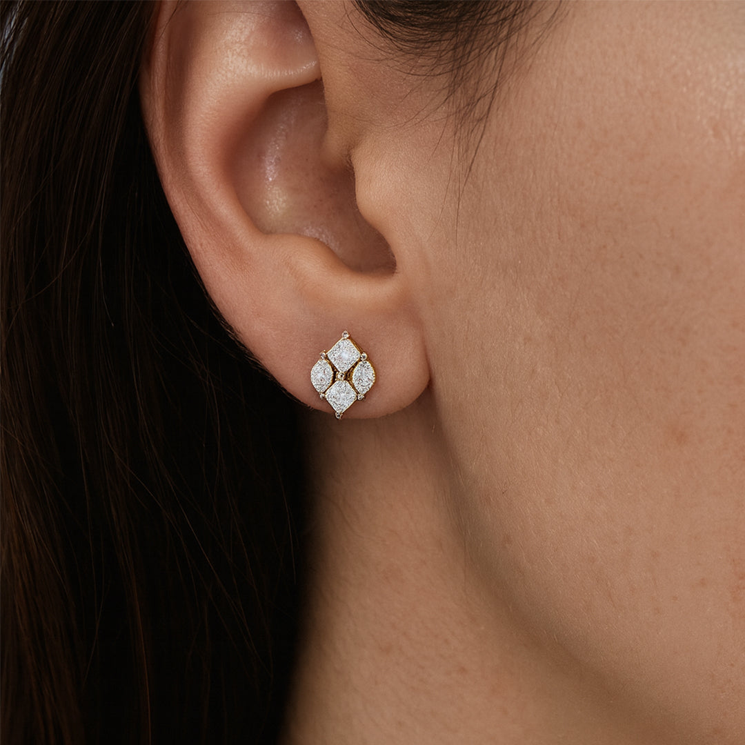 Queen’s Crown Studs - Pure Gold Lab Diamond Earrings Secondary image