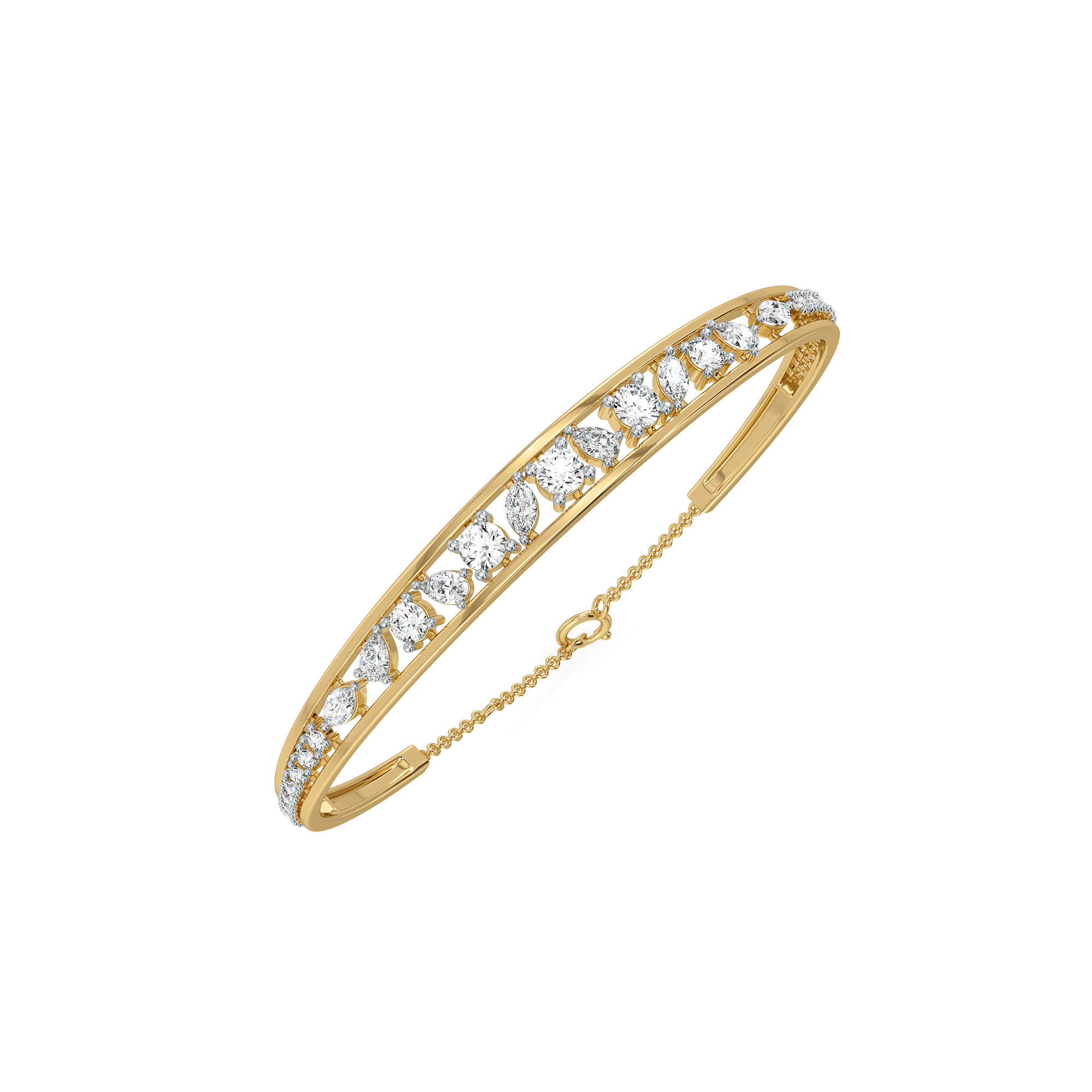 Symphony of Shapes  - Pure Gold Lab Diamond Bangle Main image
