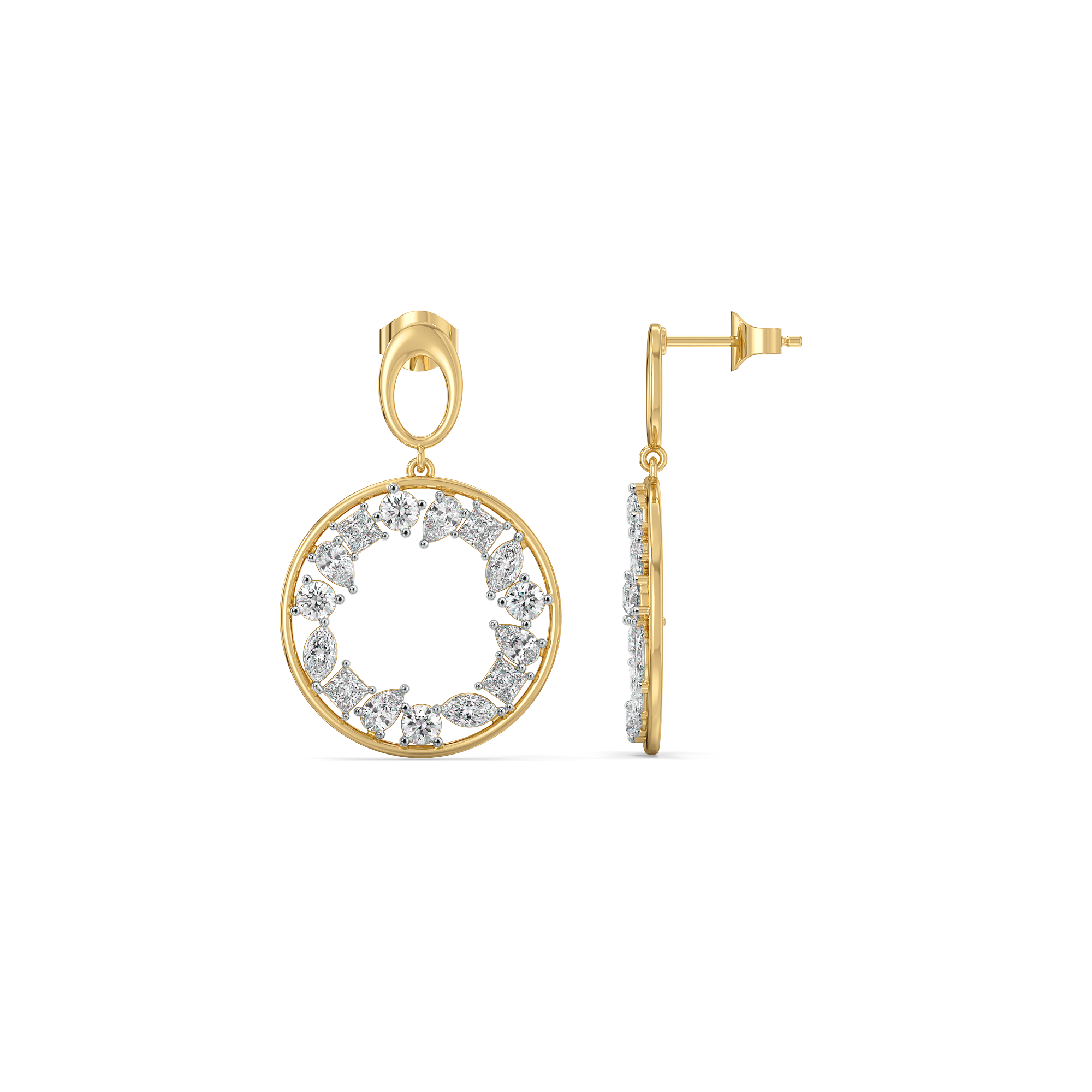 Symphony of Shapes Drop - Pure Gold Lab Diamond Earrings