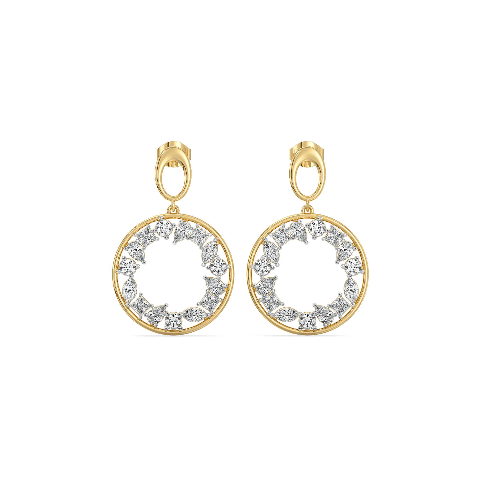 Symphony of Shapes Drop - Pure Gold Lab Diamond Earrings Main image