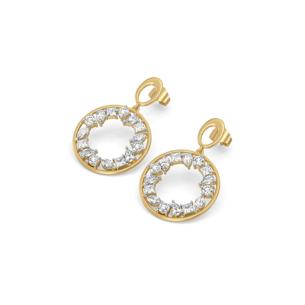 Symphony of Shapes Drop - Pure Gold Lab Diamond Earrings
