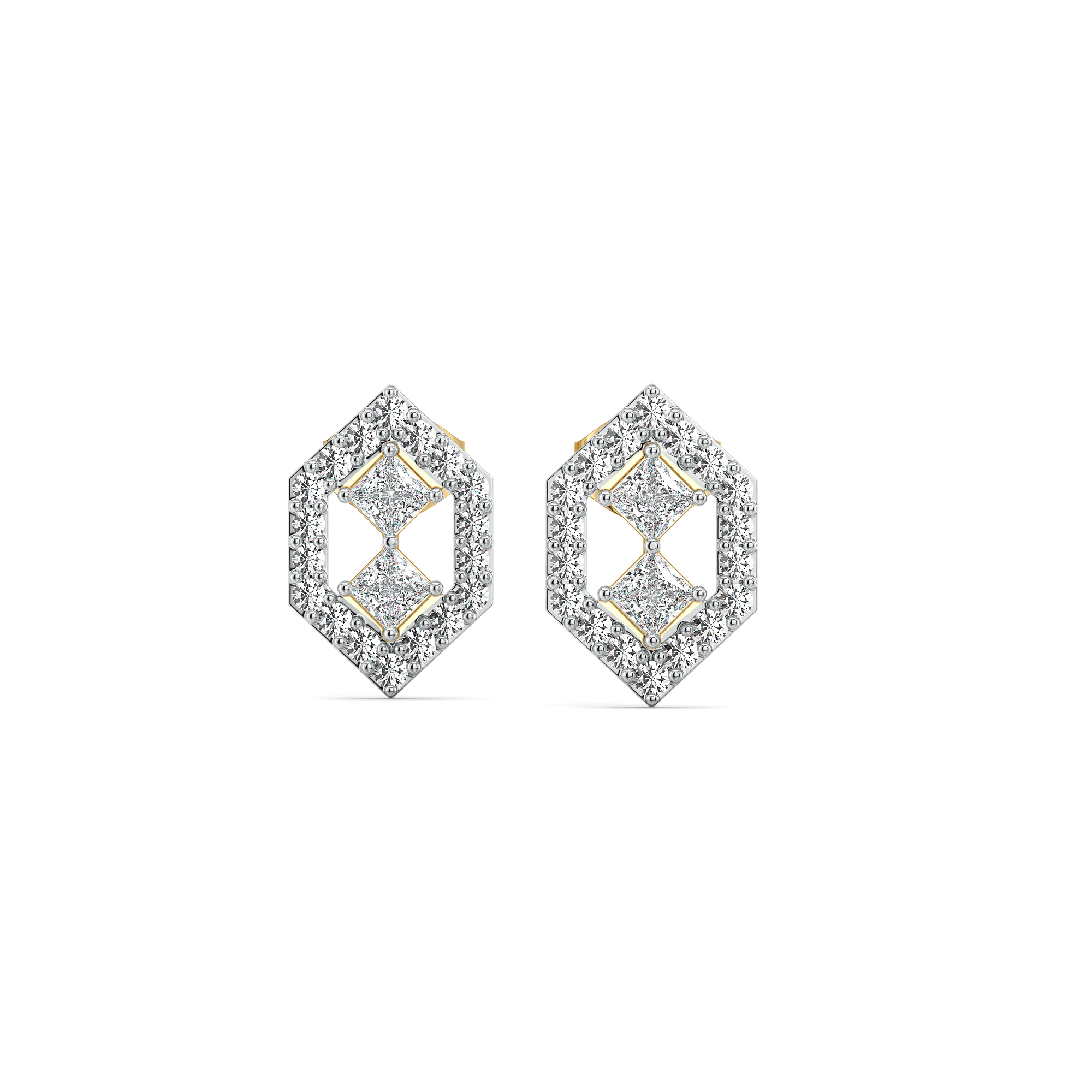 Play of Princess Stud - Pure Gold Lab Diamond Earrings Secondary image