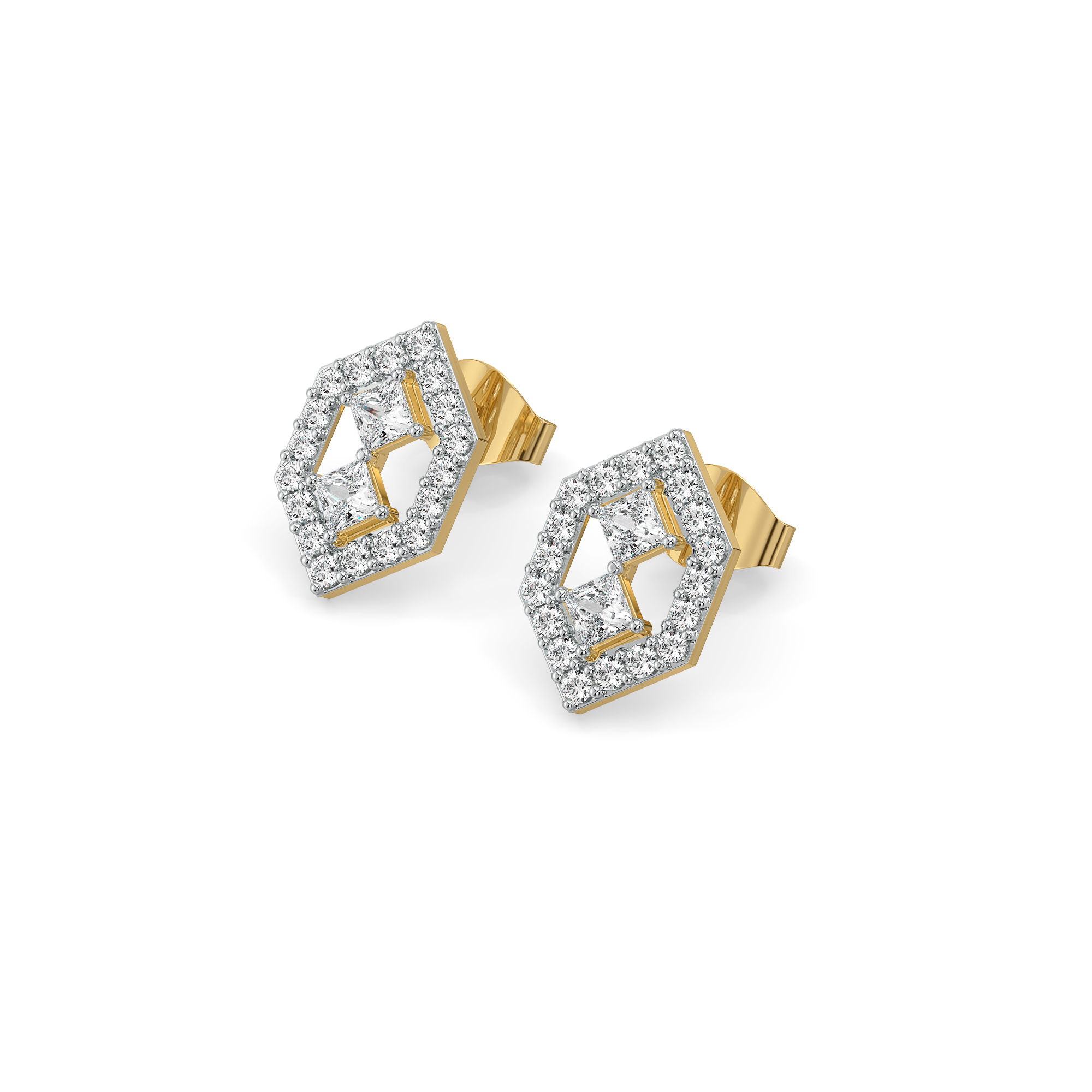 Play of Princess Stud - Pure Gold Lab Diamond Earrings Main image