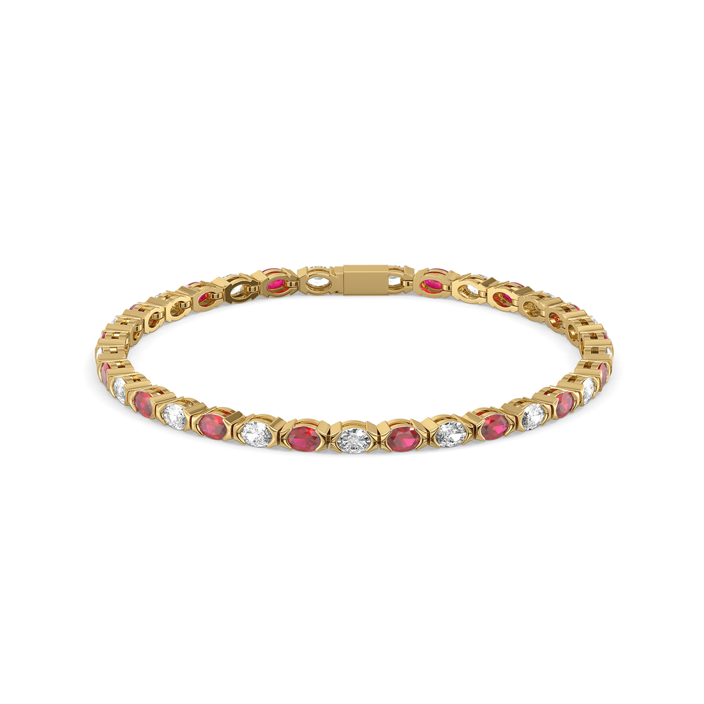 Crimson Arc - Pure Gold Lab Diamond Tennis Bracelet