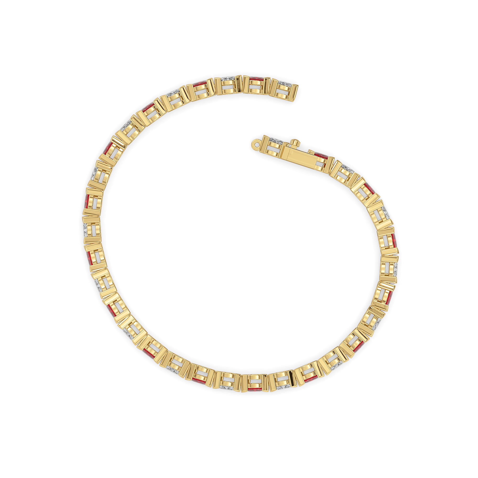Crimson Arc - Pure Gold Lab Diamond Tennis Bracelet