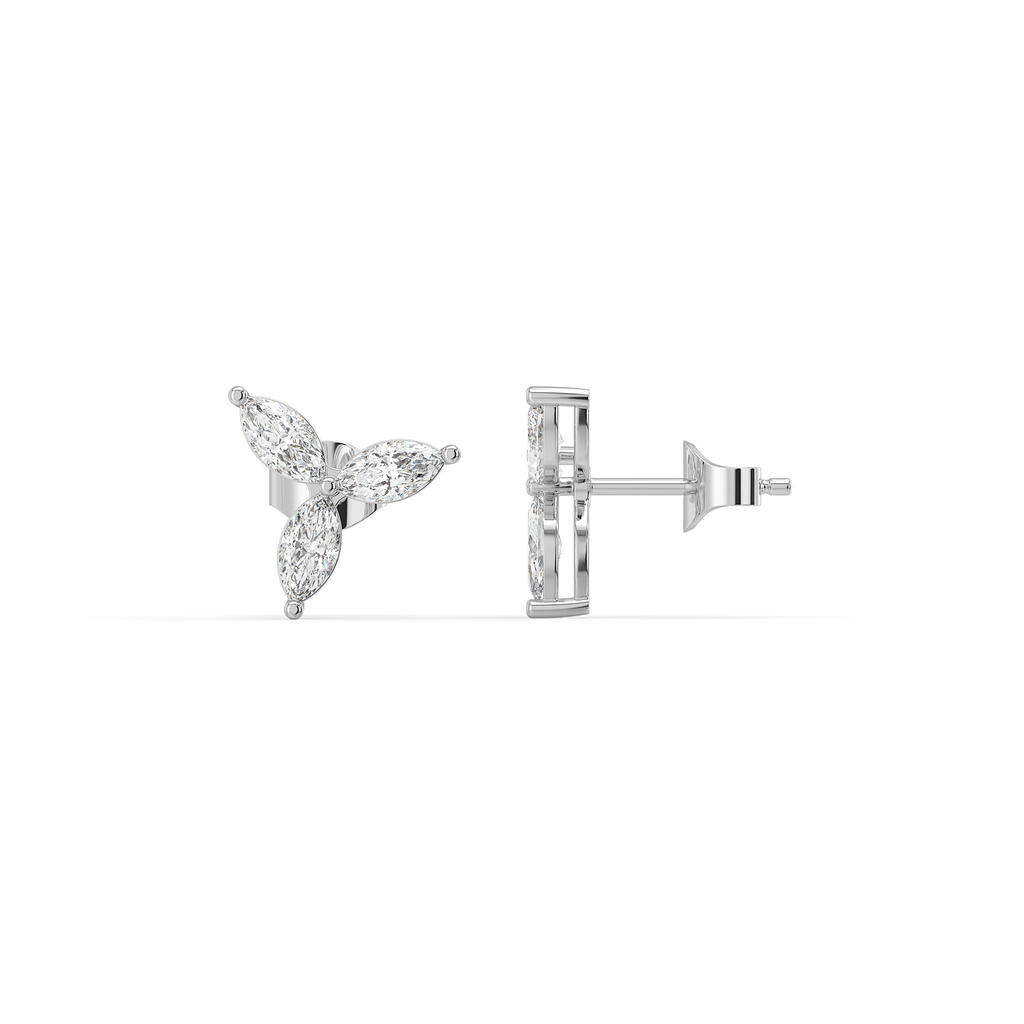 Marquise Triad Studs - Pure Gold Lab Diamond Earrings