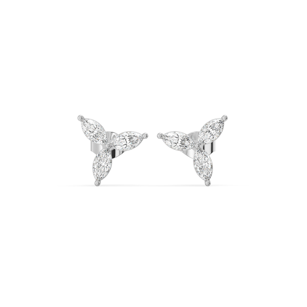 Marquise Triad Studs - Pure Gold Lab Diamond Earrings