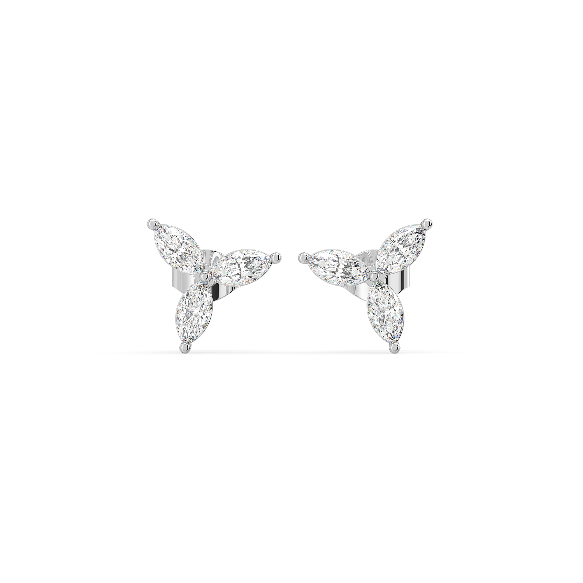 Marquise Triad Studs - Pure Gold Lab Diamond Earrings