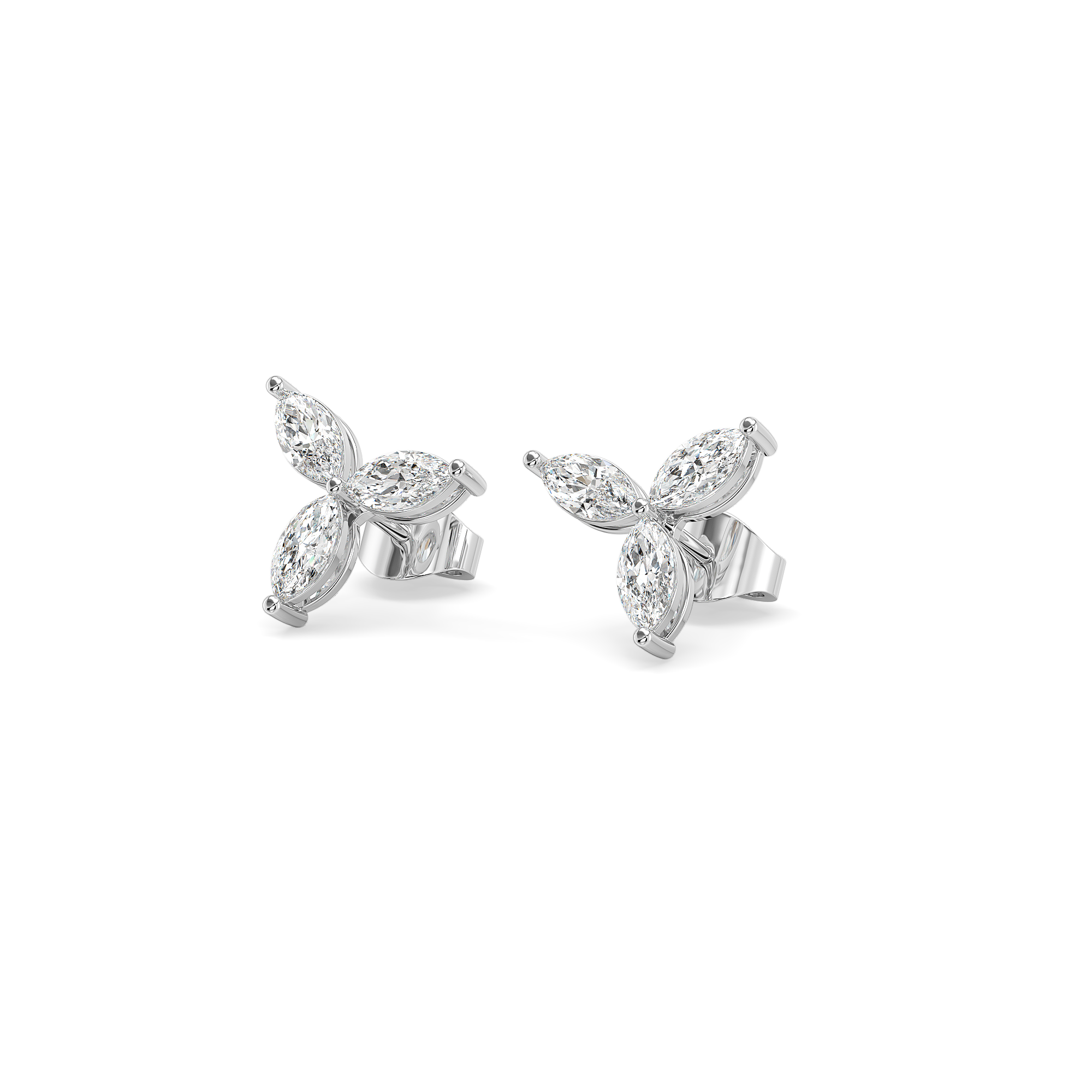 Marquise Triad Studs - Pure Gold Lab Diamond Earrings