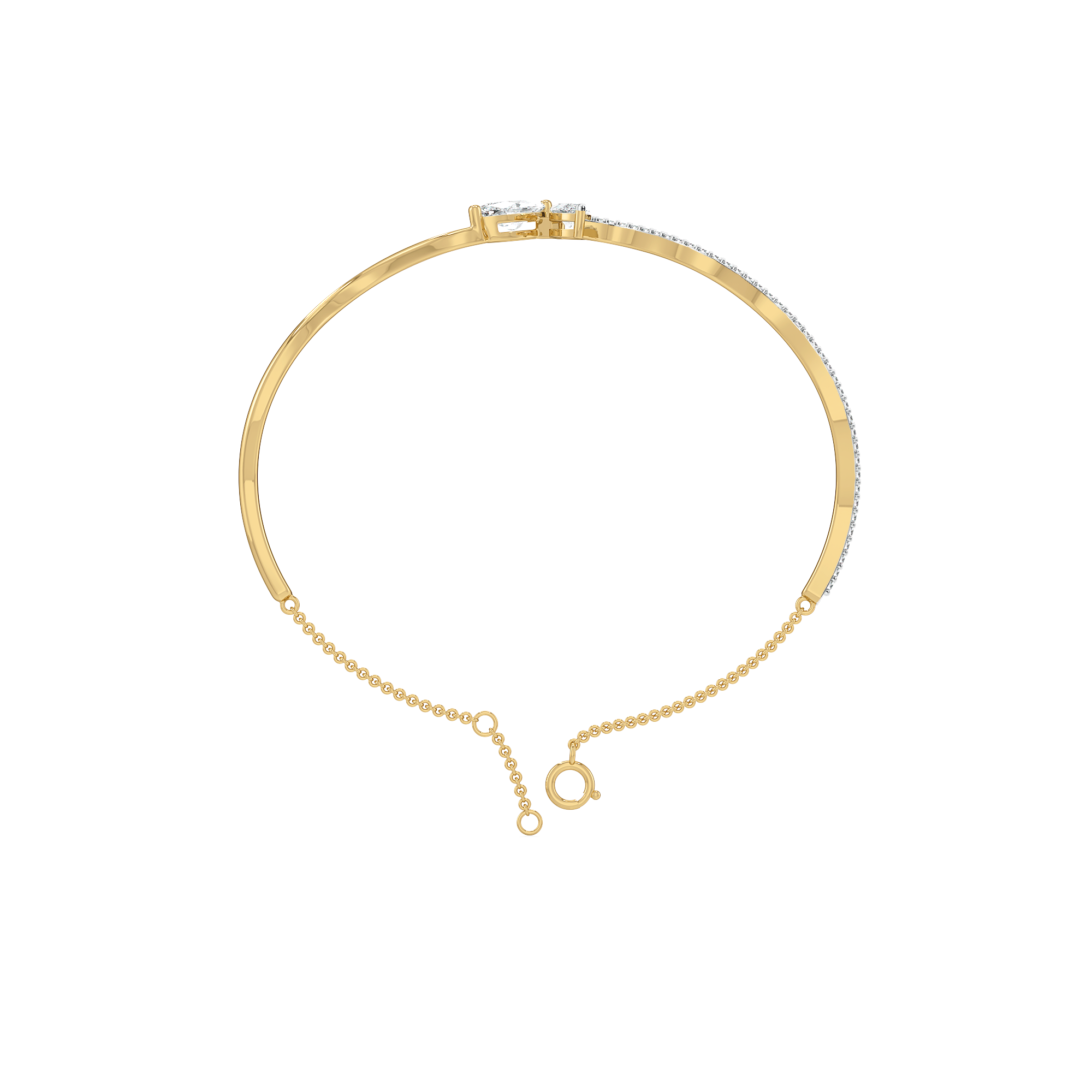 Marquise Drama - Pure Gold Lab Diamond Bangle