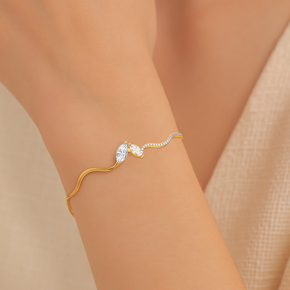 Marquise Drama - Pure Gold Lab Diamond Bangle Secondary image