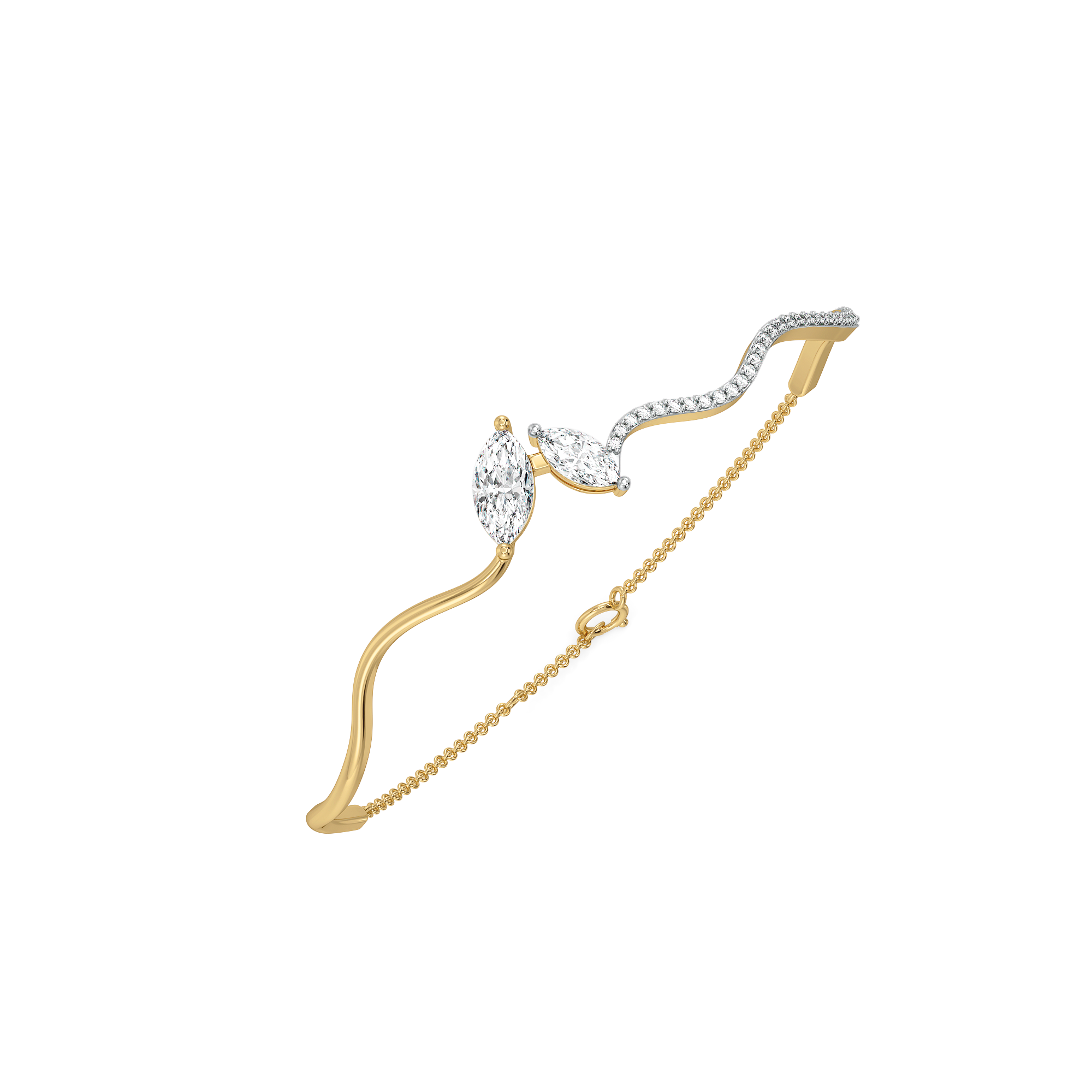 Marquise Drama - Pure Gold Lab Diamond Bangle Main image