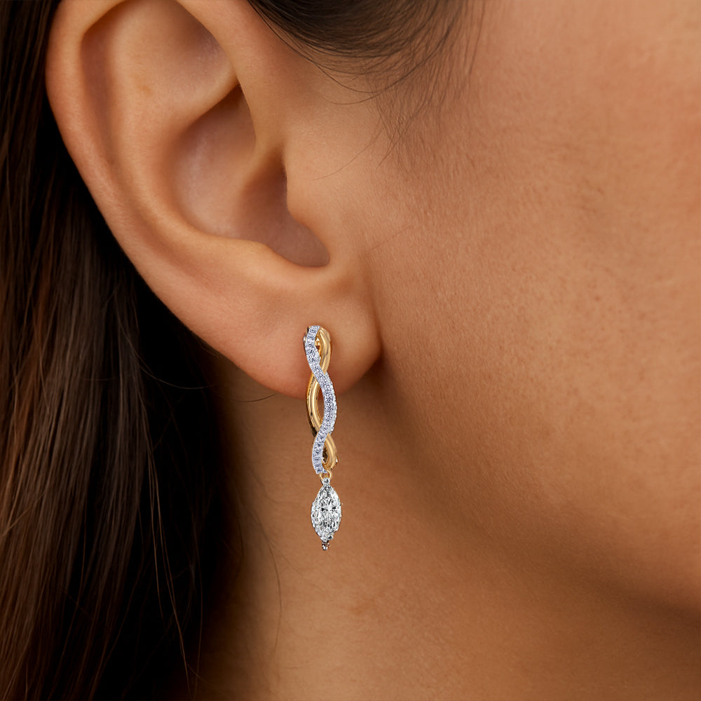 Marquise Drama Hoops - Pure Gold Lab Diamond Earrings Secondary image