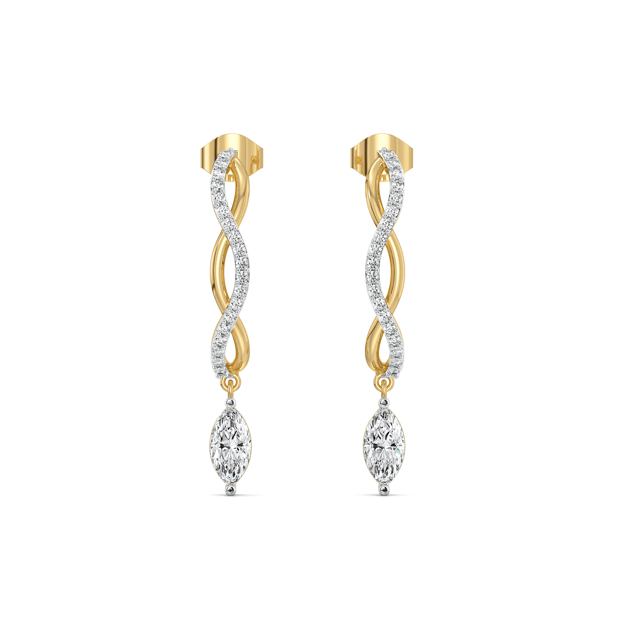 Marquise Drama Hoops - Pure Gold Lab Diamond Earrings