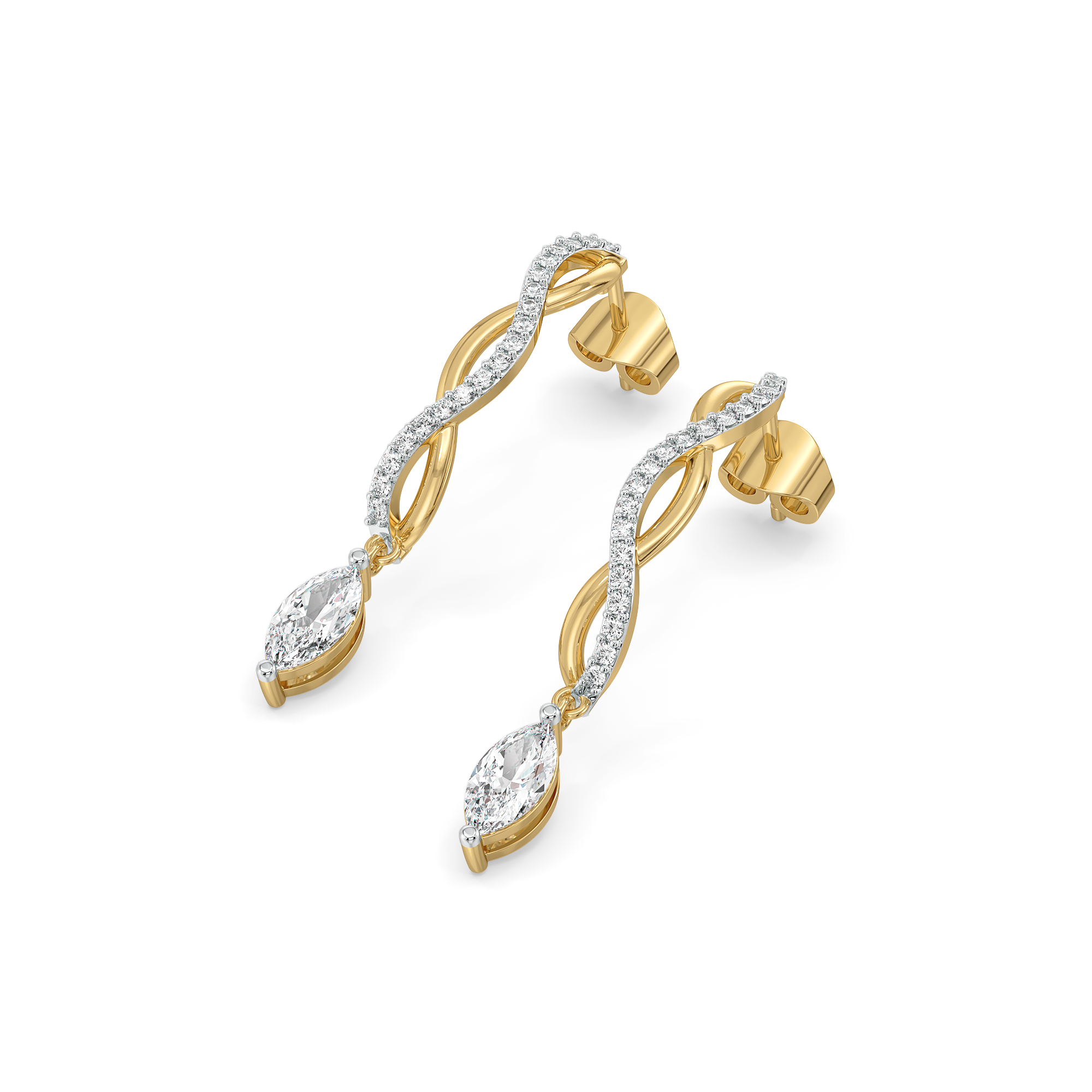 Marquise Drama Hoops - Pure Gold Lab Diamond Earrings Main image