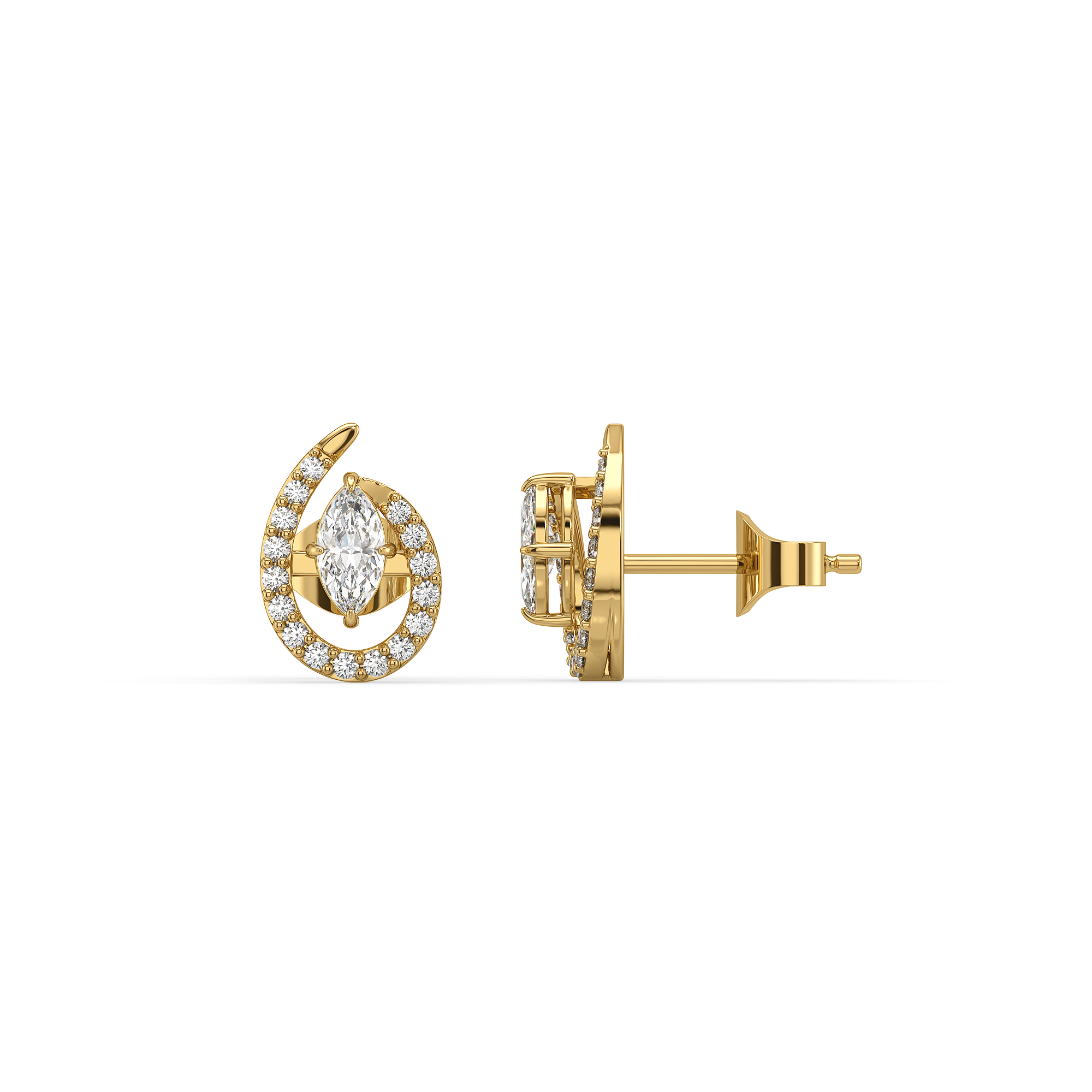 Queen in Marquise Studs - Pure Gold Lab Diamond Earrings