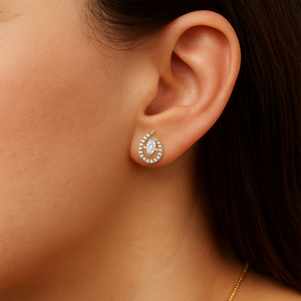 Queen in Marquise Studs - Pure Gold Lab Diamond Earrings Secondary image