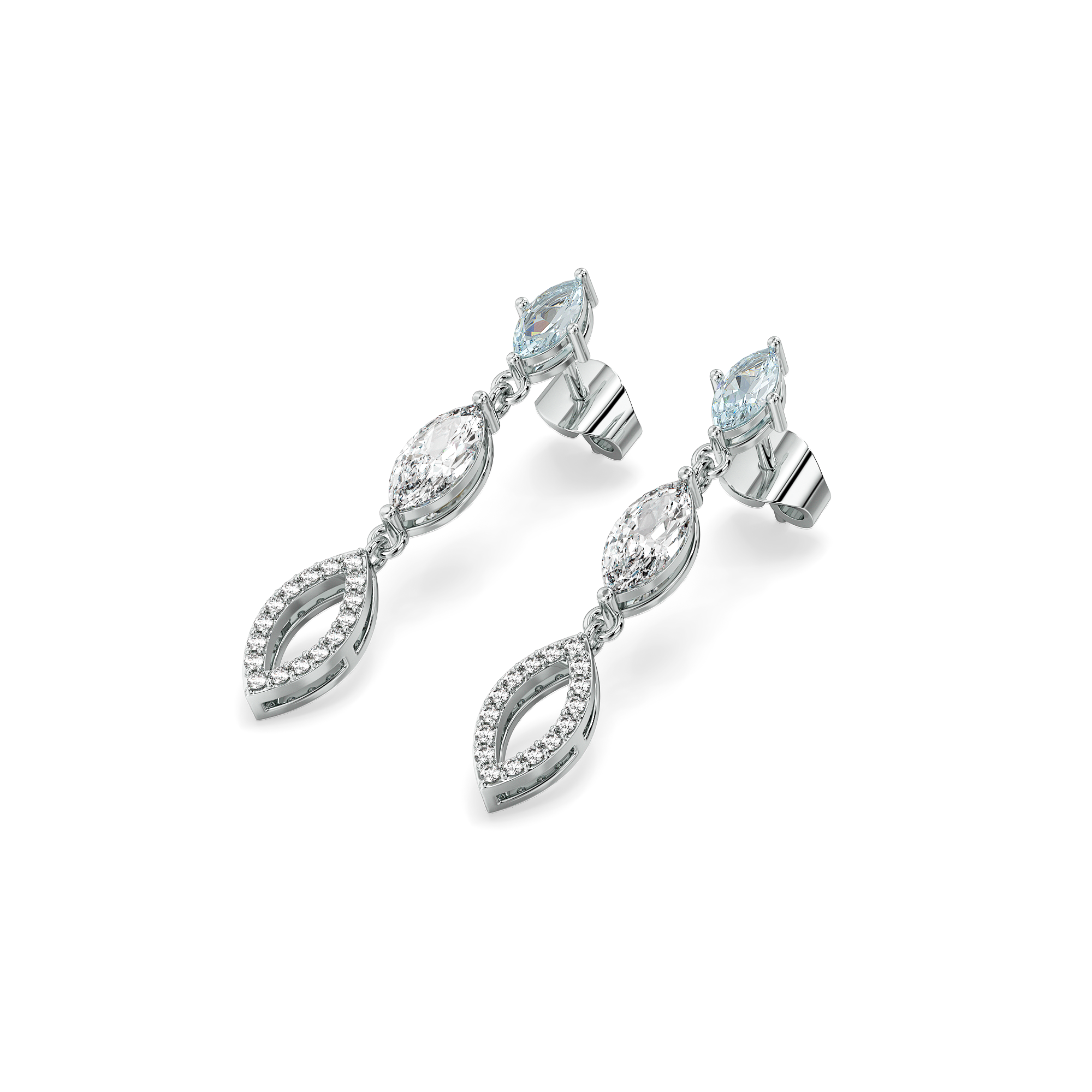 Marquise Mist Drops - Pure Gold Lab Diamond Earrings