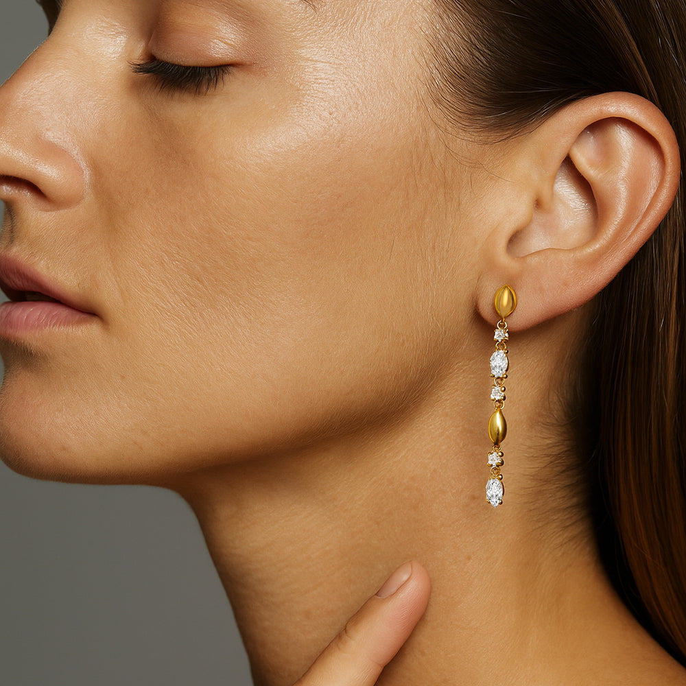Draped in Marquise Drops - Pure Gold Lab Diamond Earrings Main image