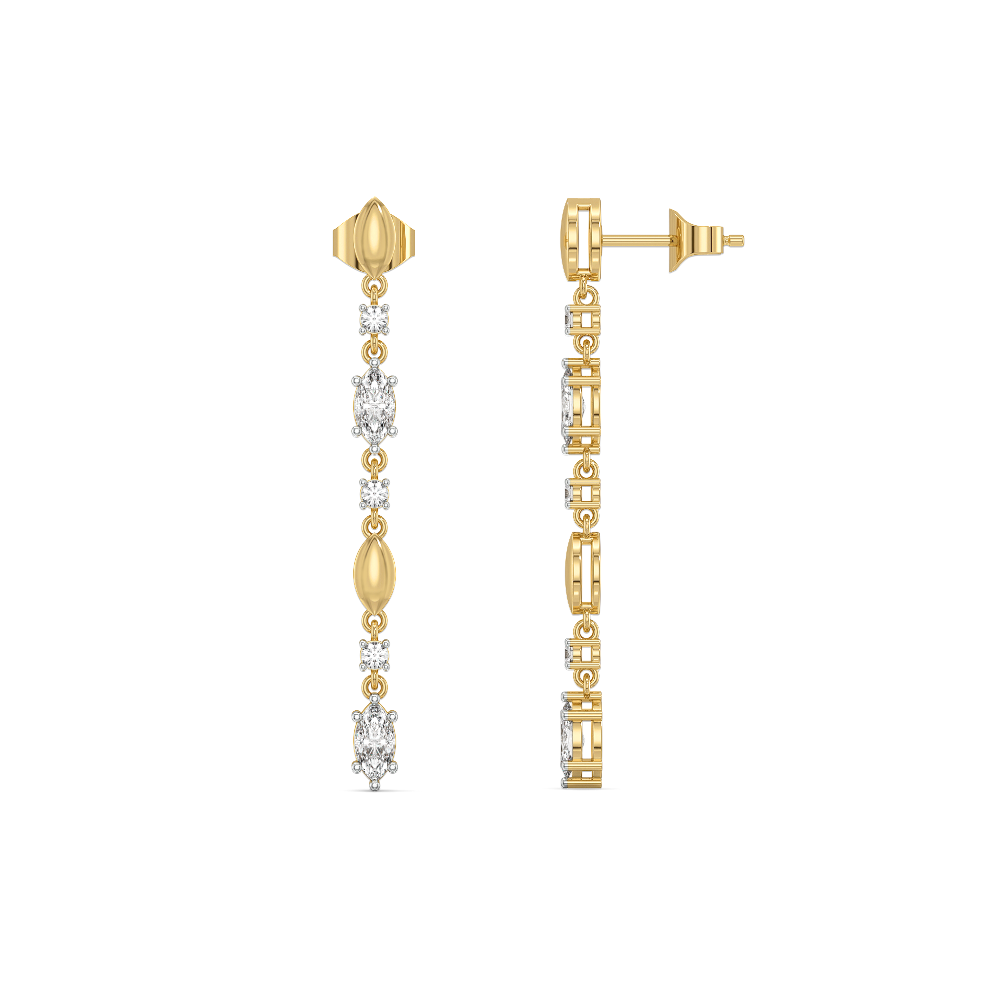 Draped in Marquise Drops - Pure Gold Lab Diamond Earrings