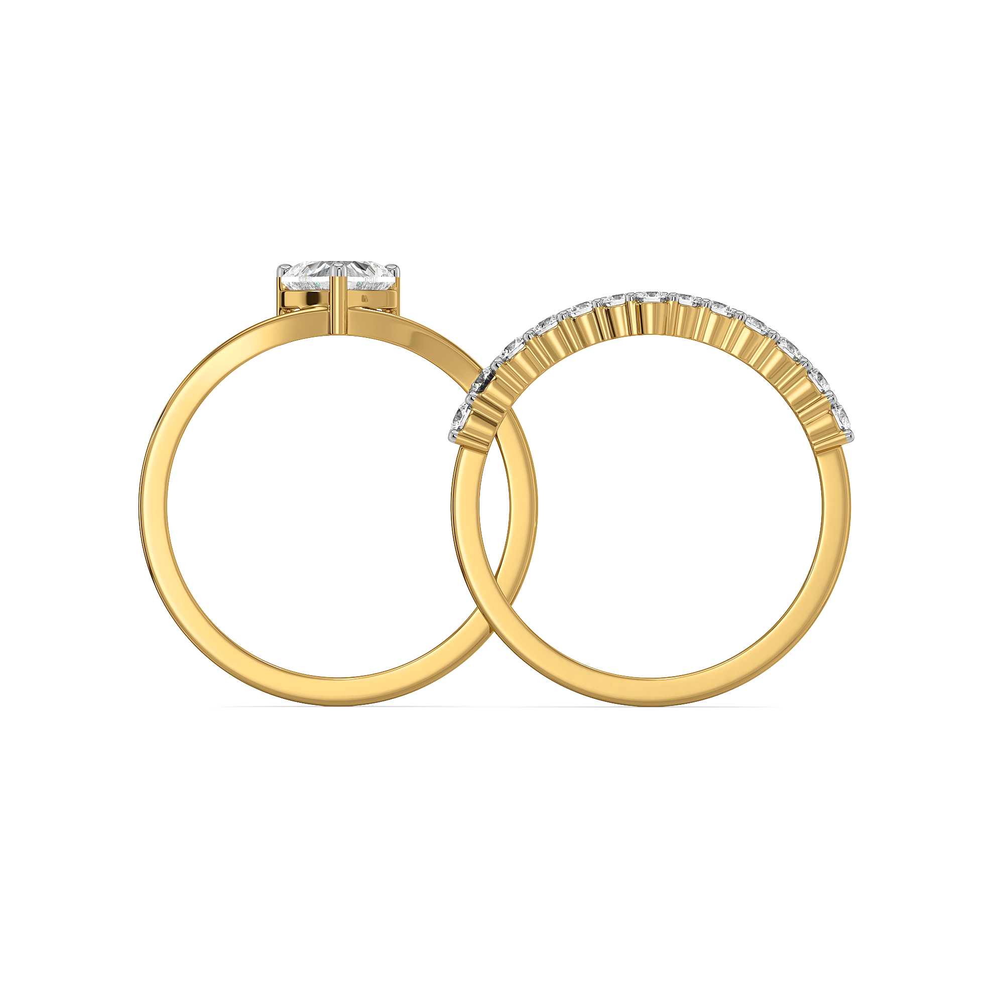 Twinkle Heart - Pure Gold Lab Diamond Stack Ring