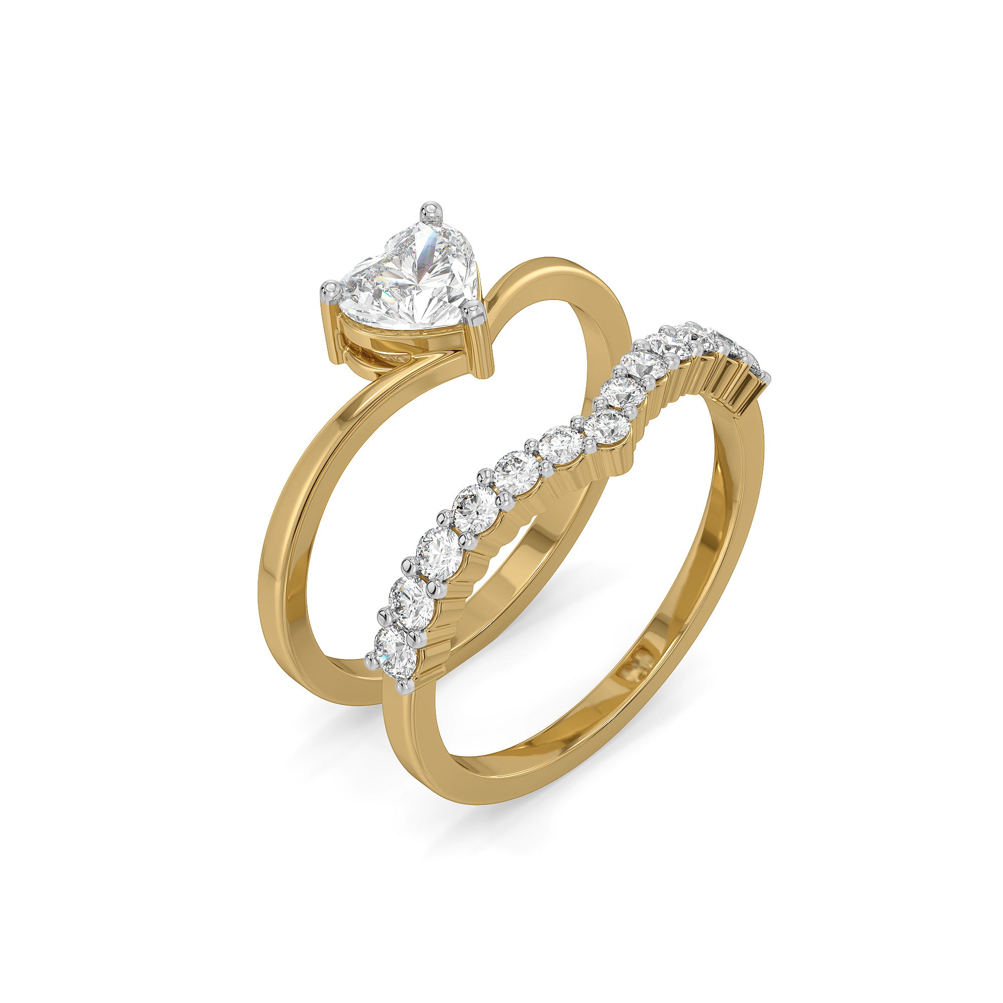 Twinkle Heart - Pure Gold Lab Diamond Stack Ring Main image