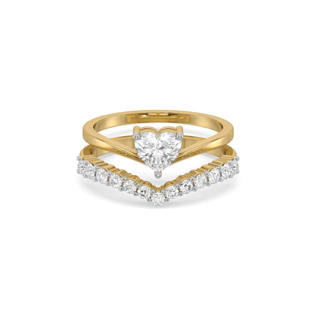 Twinkle Heart - Pure Gold Lab Diamond Stack Ring