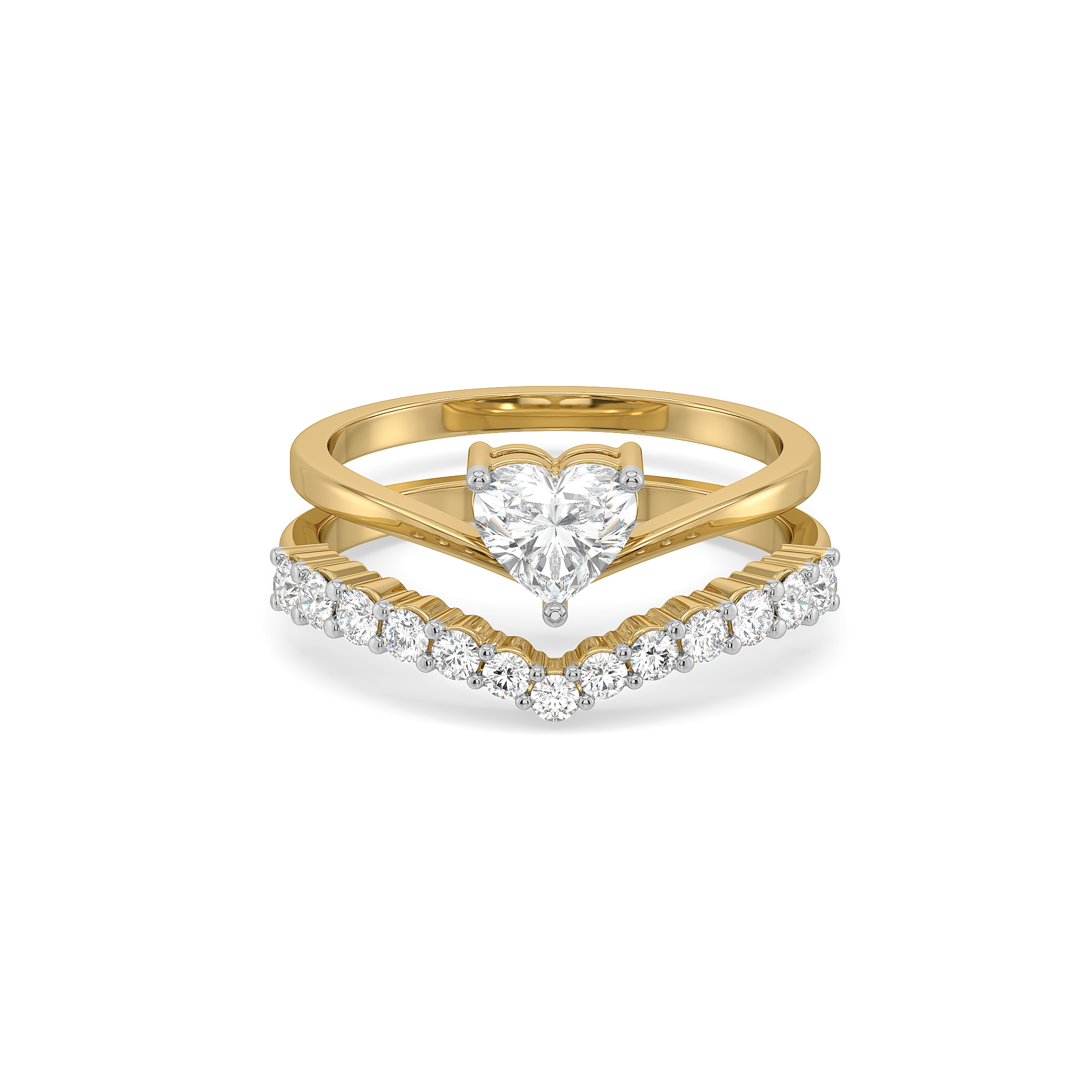 Twinkle Heart - Pure Gold Lab Diamond Stack Ring