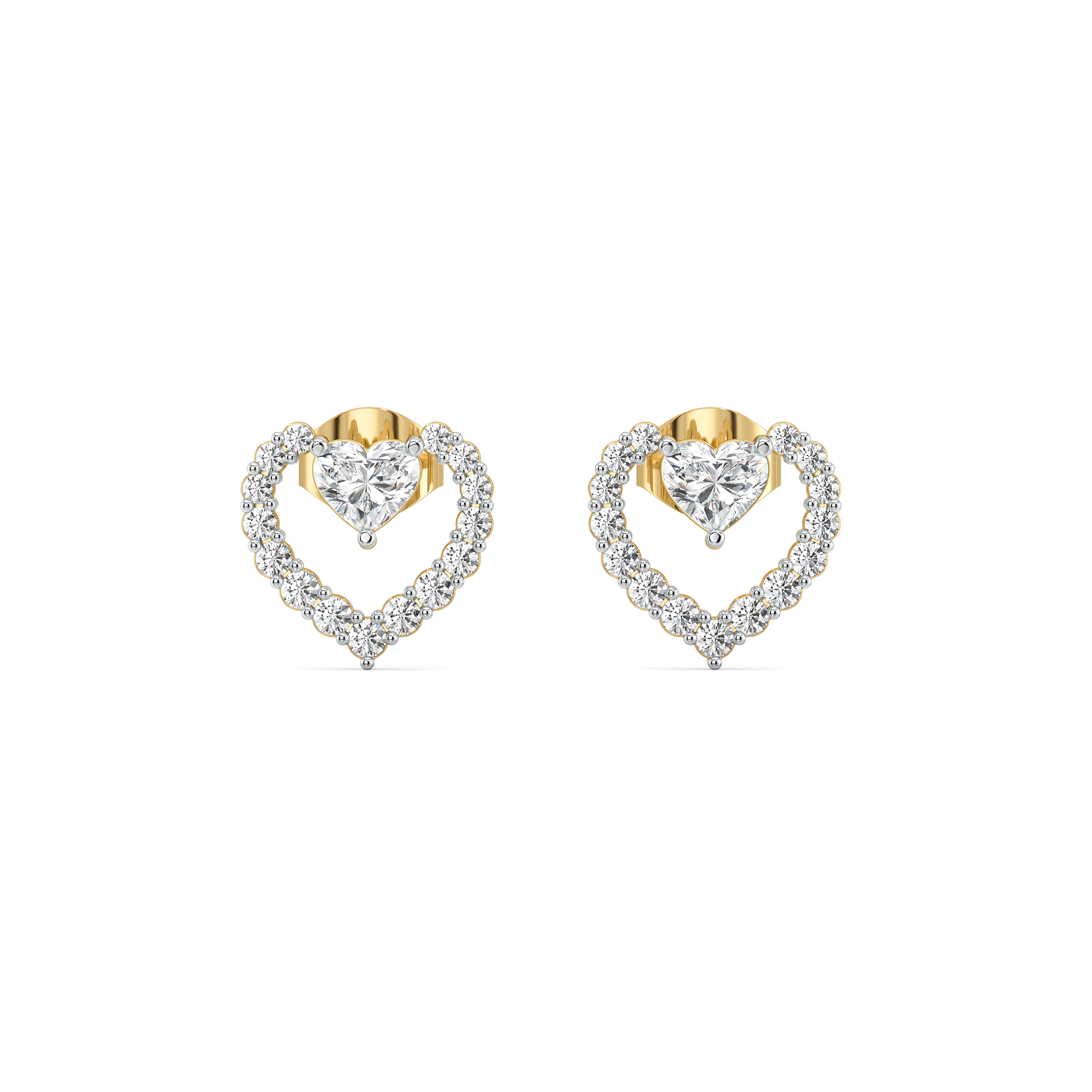 Twinkle Heart - Pure Gold Lab Diamond Stud Earrings Secondary image