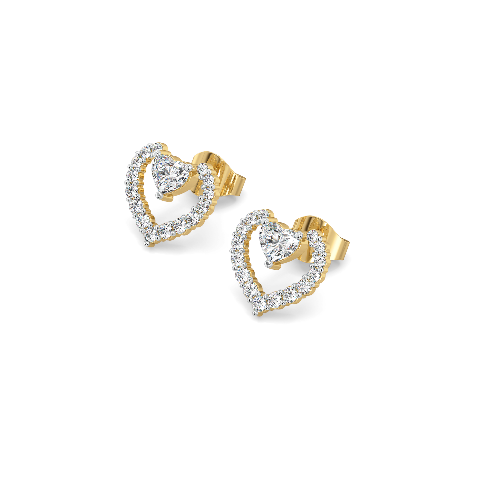 Twinkle Heart - Pure Gold Lab Diamond Stud Earrings Main image