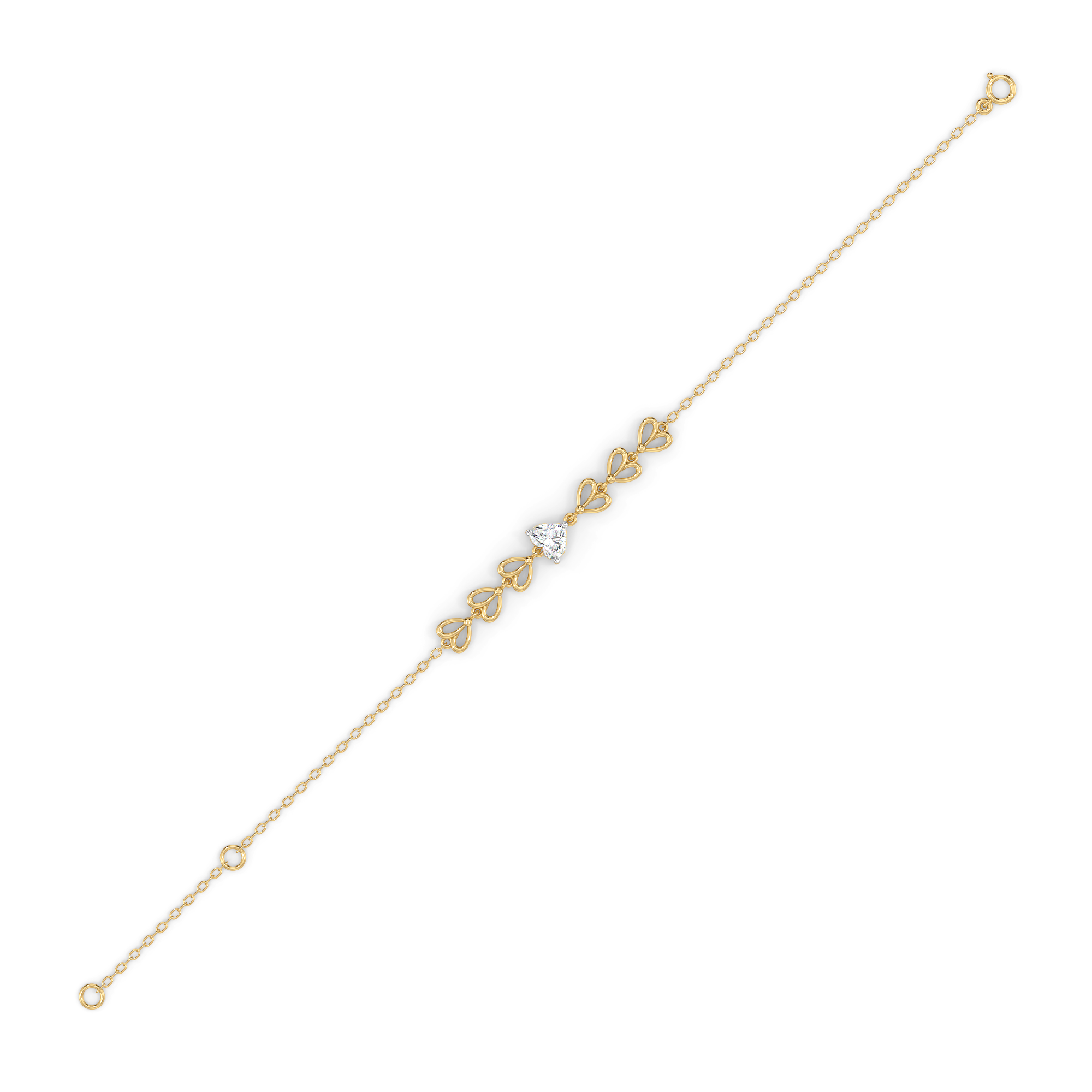 Little Bow Heart - Pure Gold Lab Diamond Bracelet